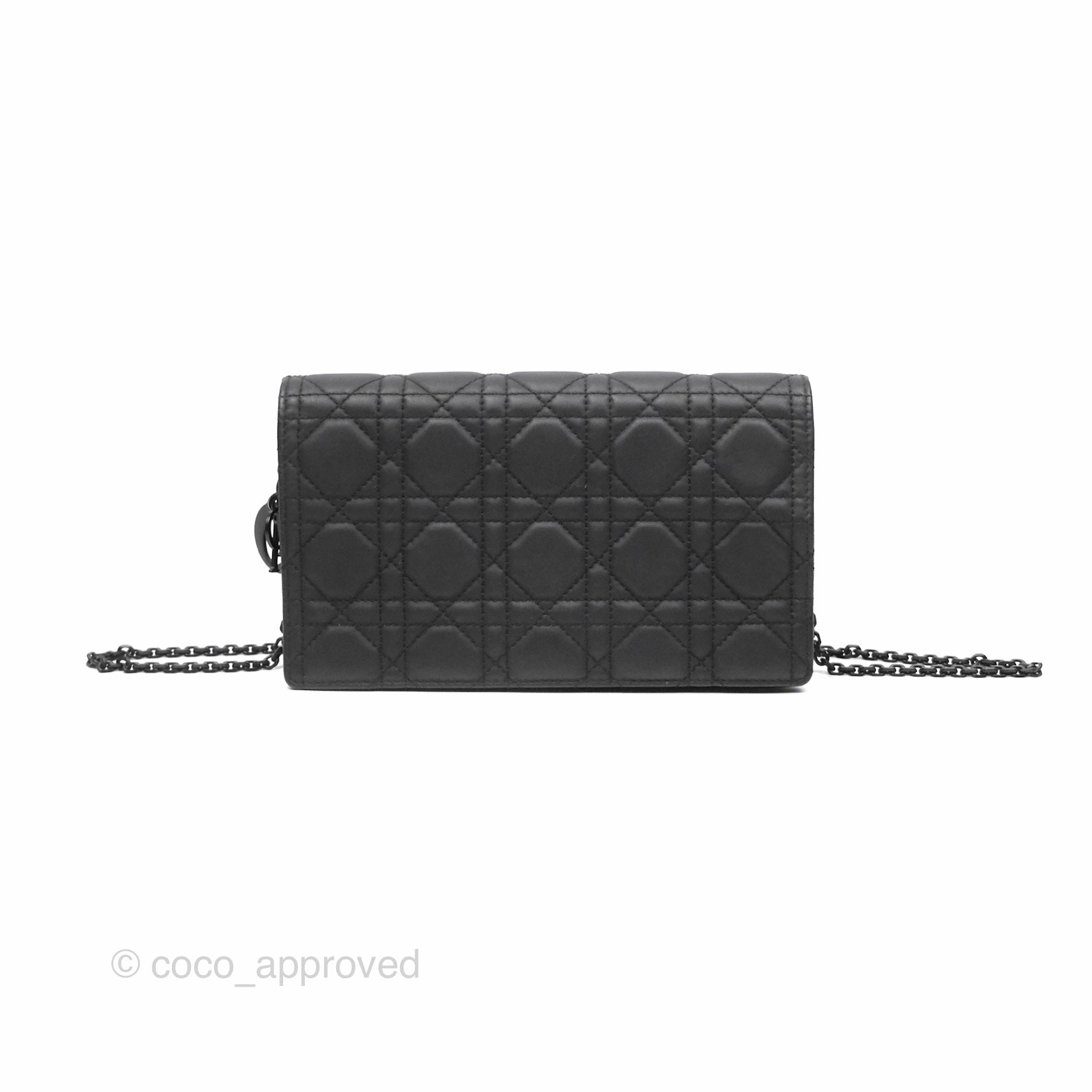 Christian Dior Lady Dior Small Clutch with Chain Lambskin So Black