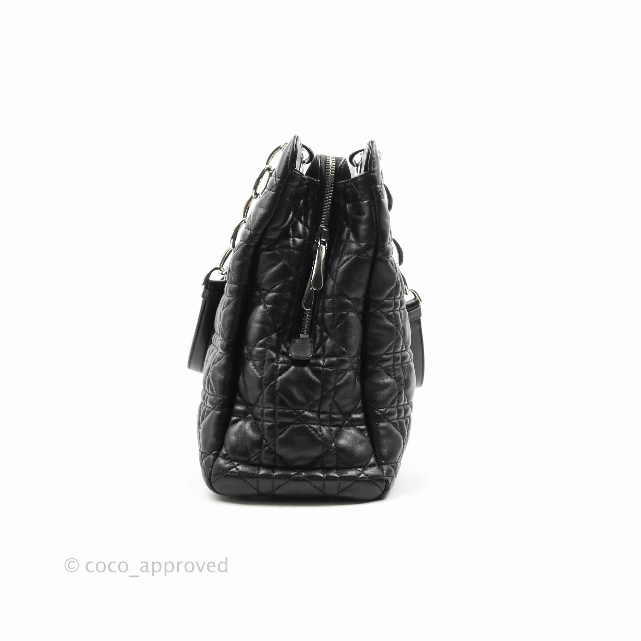Christian Dior Lambskin Cannage Large Soft Shopping Tote Black