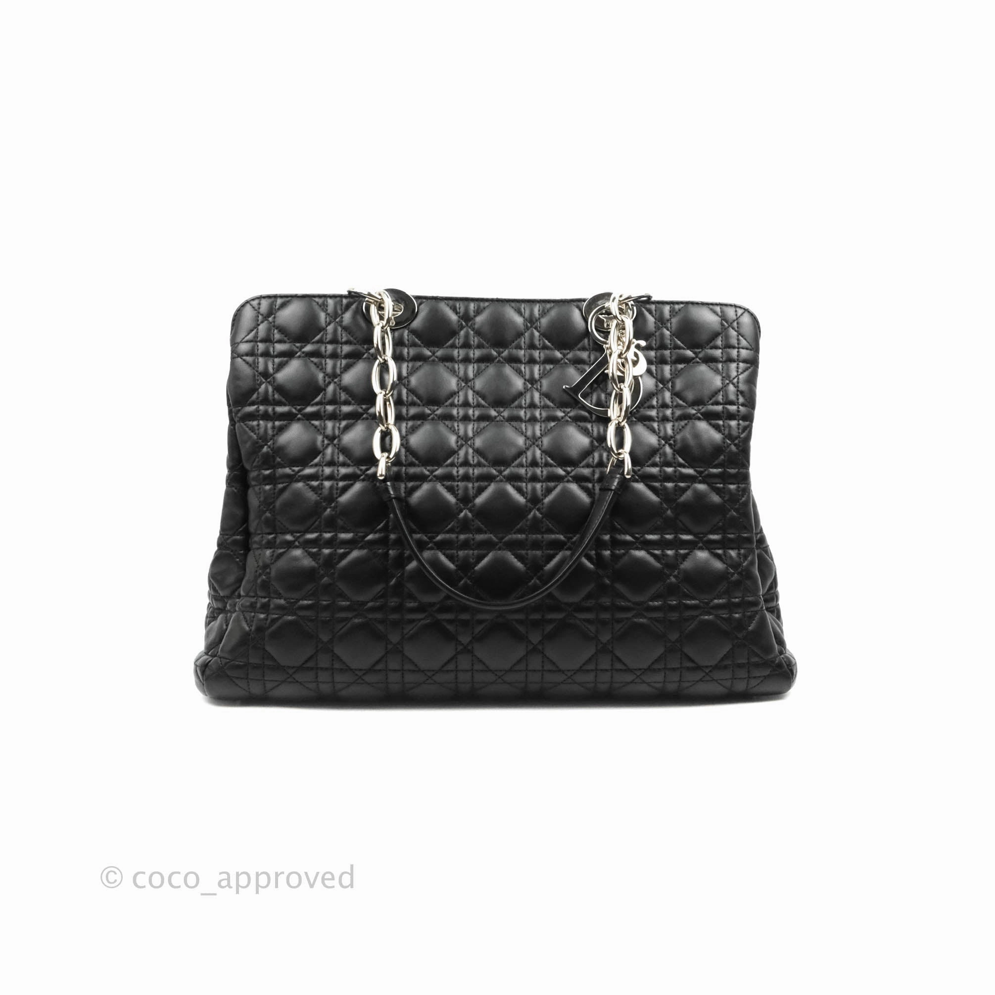 Christian Dior Lambskin Cannage Large Soft Shopping Tote Black