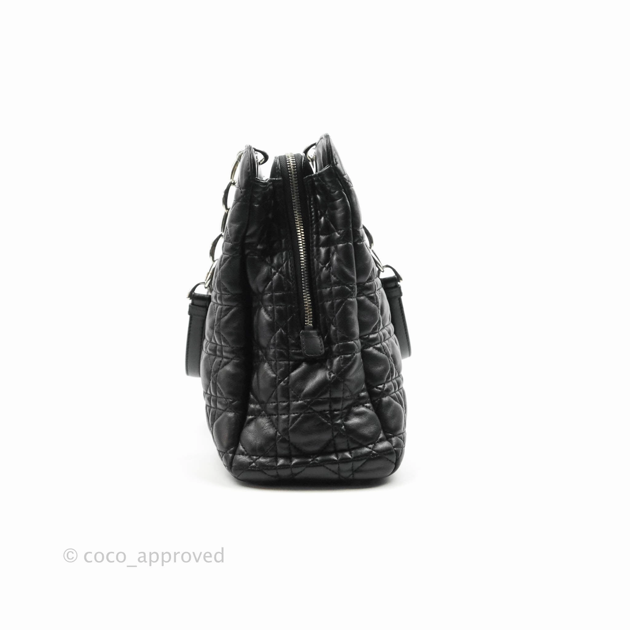 Christian Dior Lambskin Cannage Large Soft Shopping Tote Black