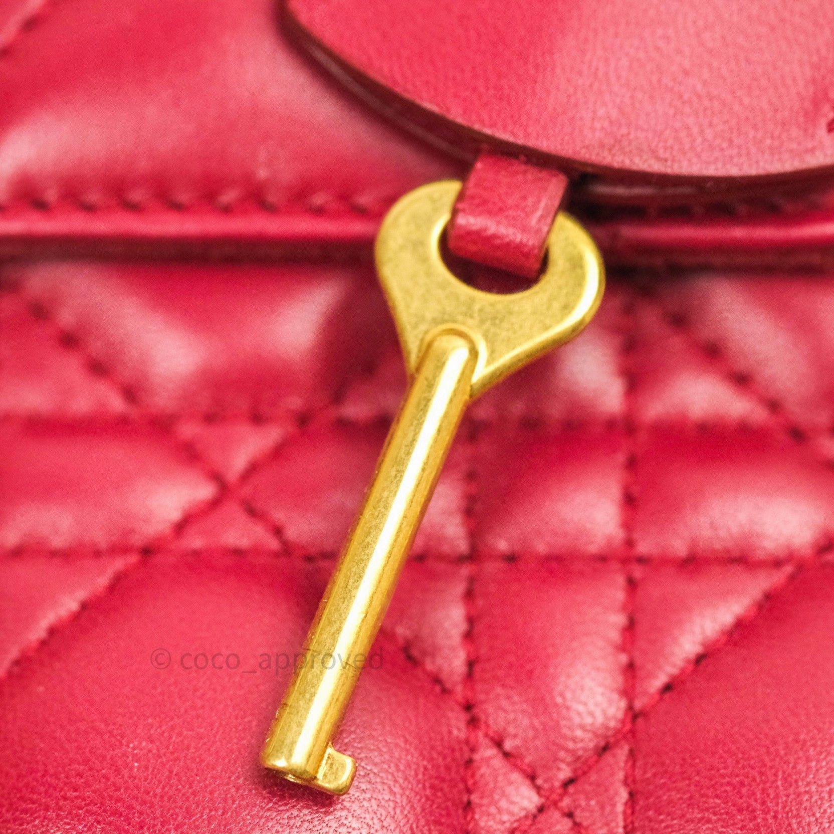 Christian Dior Lambskin Cannage Small Dioraddict Flap Bag Red Gold Hardware