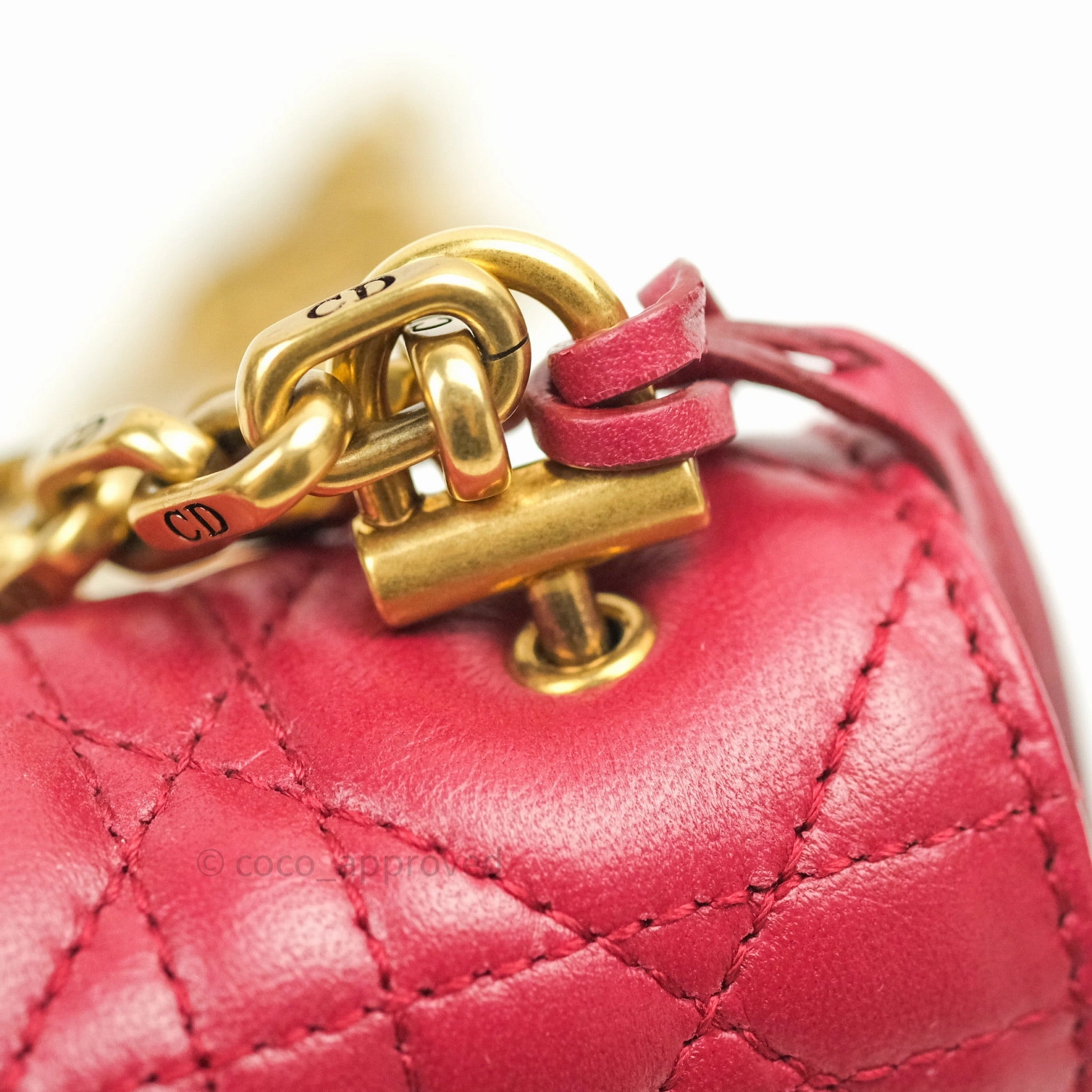 Christian Dior Lambskin Cannage Small Dioraddict Flap Bag Red Gold Hardware