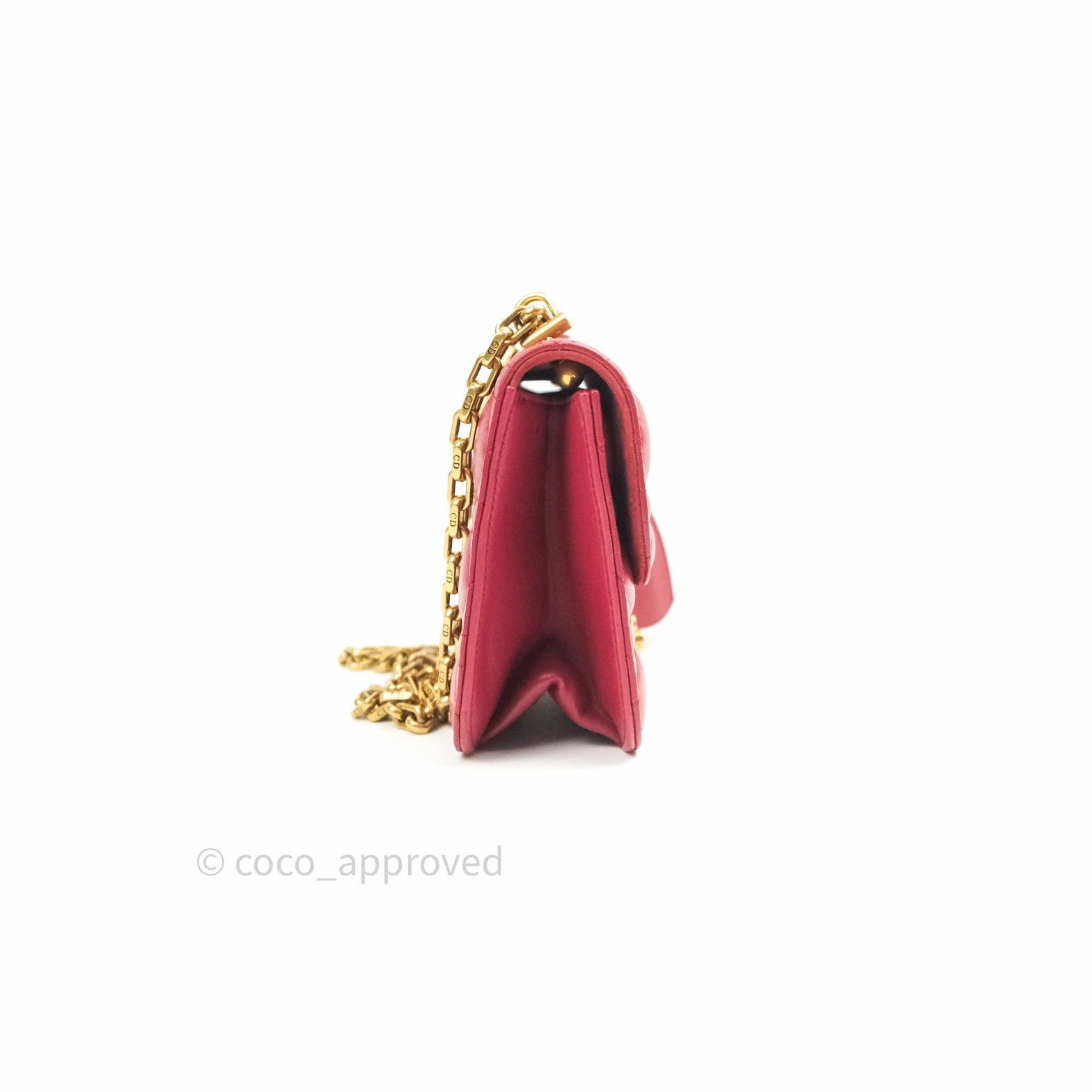 Christian Dior Lambskin Cannage Small Dioraddict Flap Bag Red Gold Hardware