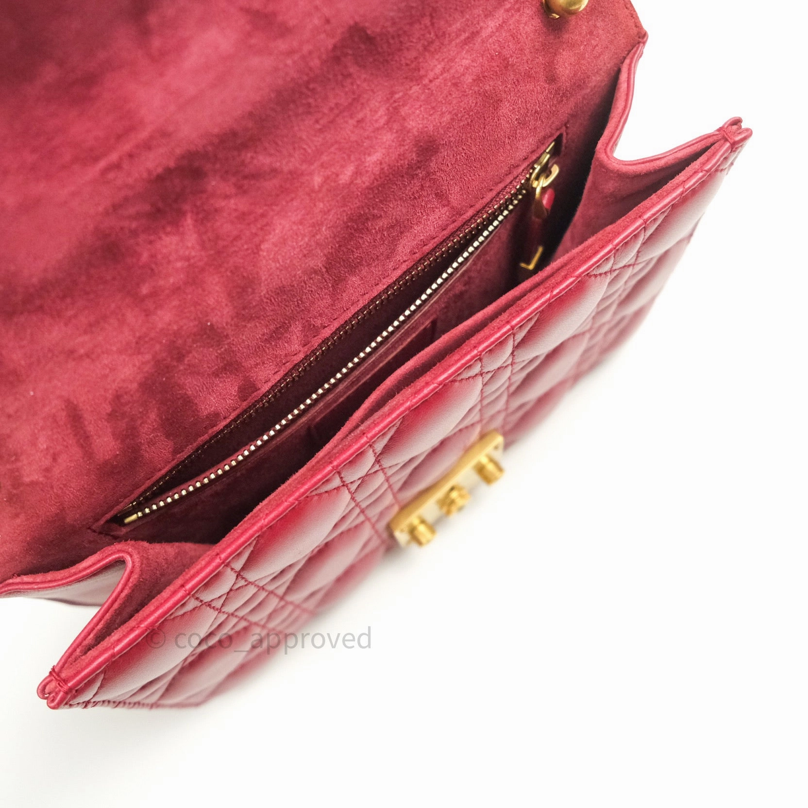 Christian Dior Lambskin Cannage Small Dioraddict Flap Bag Red Gold Hardware