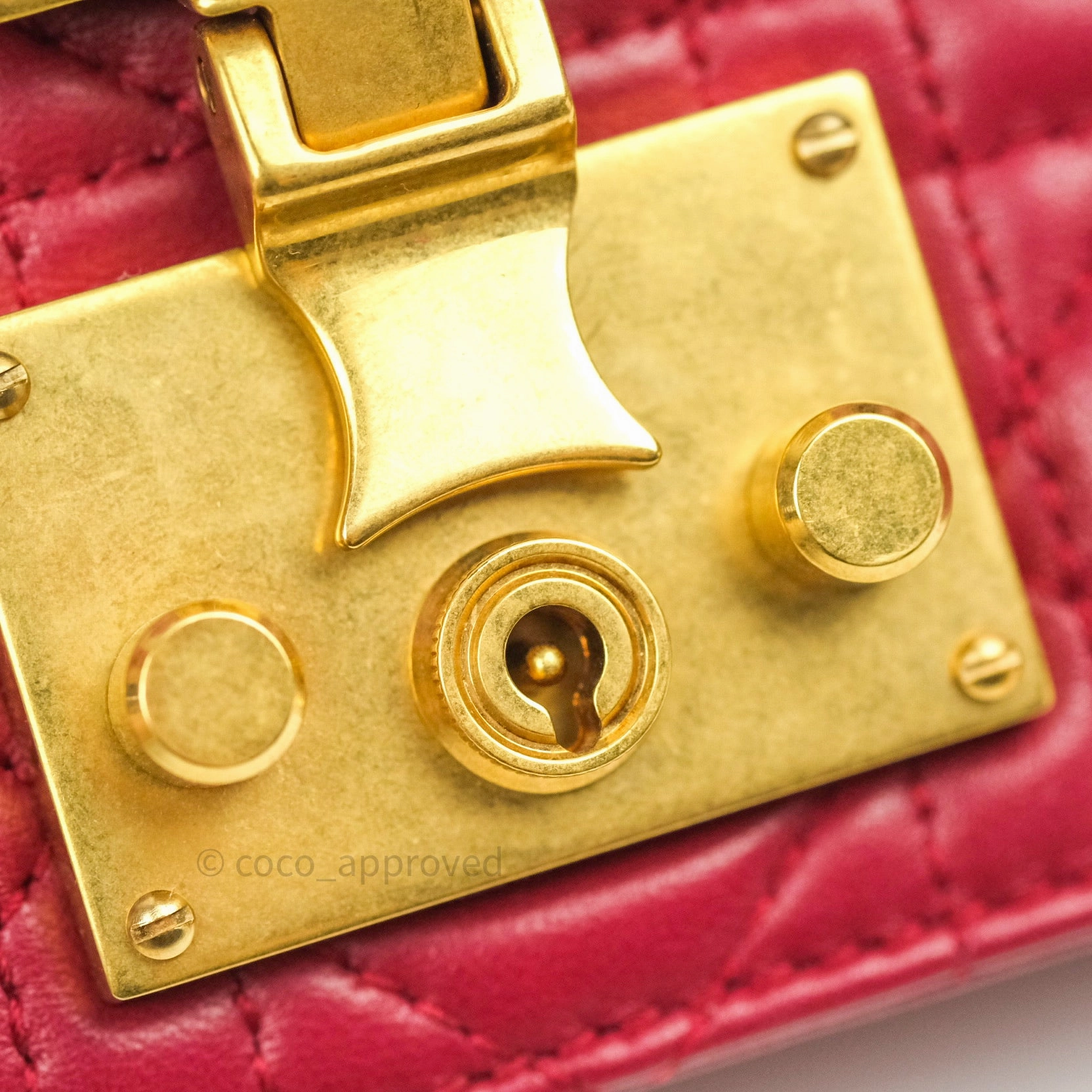 Christian Dior Lambskin Cannage Small Dioraddict Flap Bag Red Gold Hardware