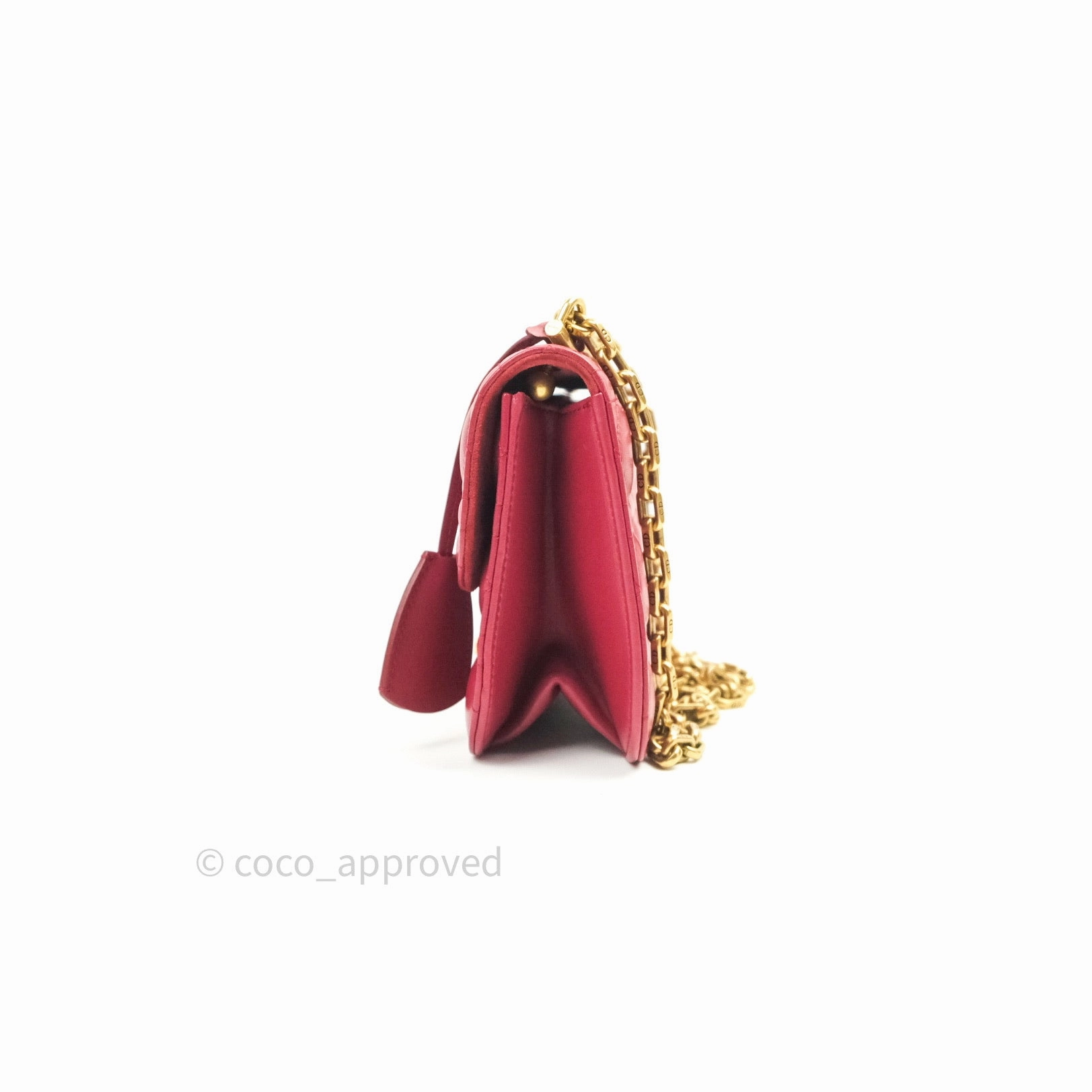 Christian Dior Lambskin Cannage Small Dioraddict Flap Bag Red Gold Hardware