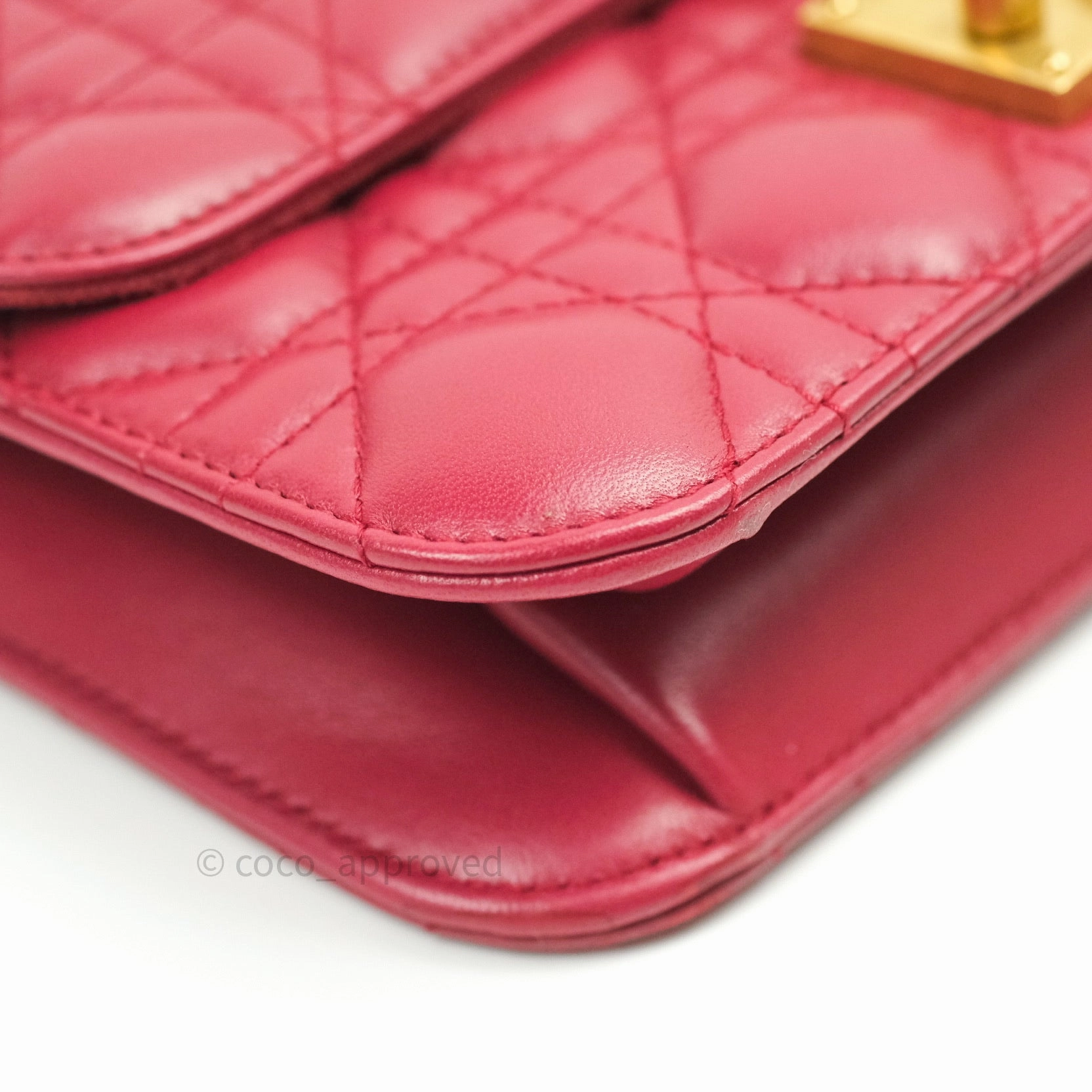 Christian Dior Lambskin Cannage Small Dioraddict Flap Bag Red Gold Hardware