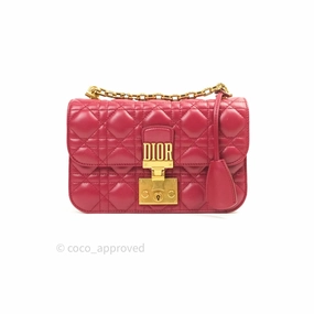 Christian Dior Lambskin Cannage Small Dioraddict Flap Bag Red Gold Hardware