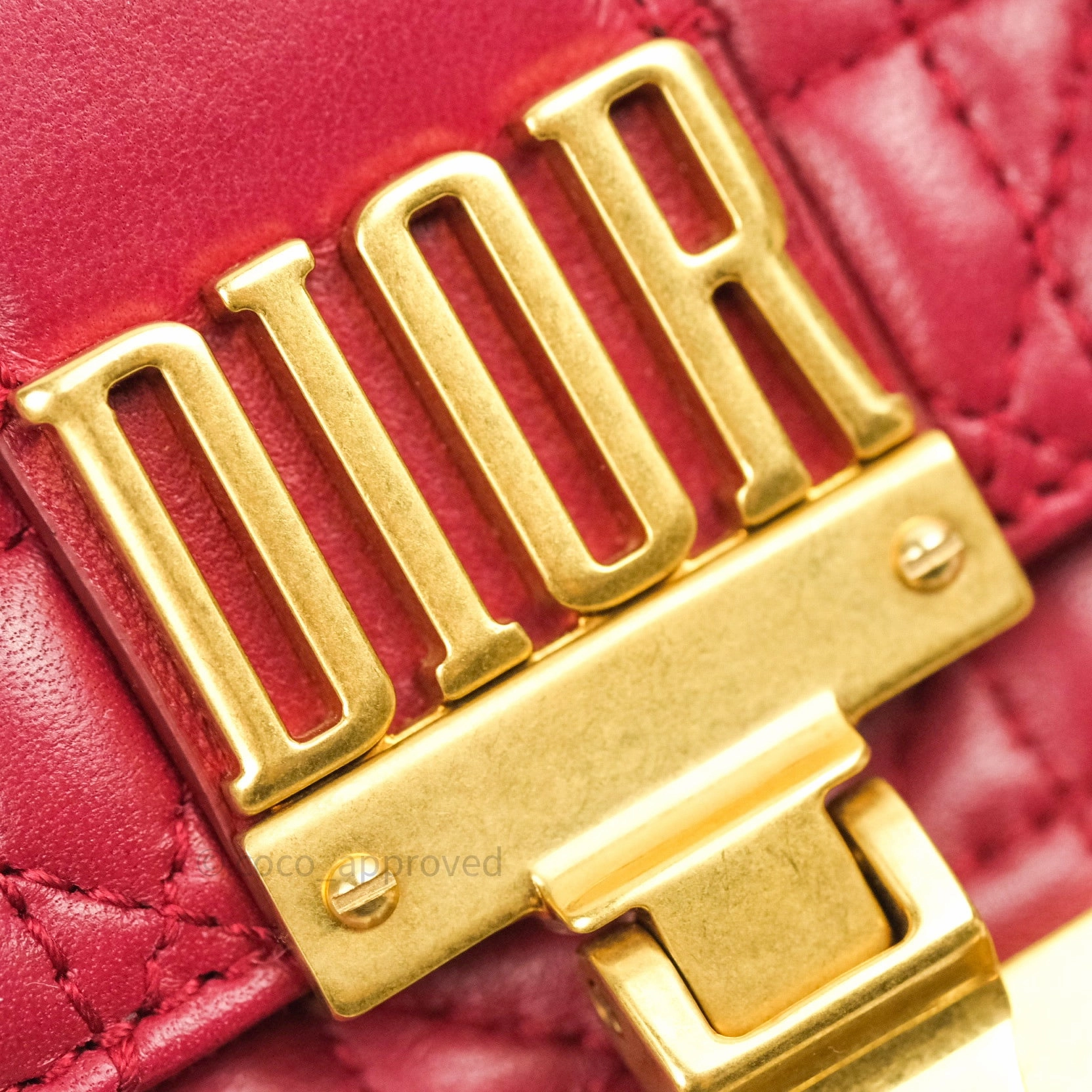 Christian Dior Lambskin Cannage Small Dioraddict Flap Bag Red Gold Hardware