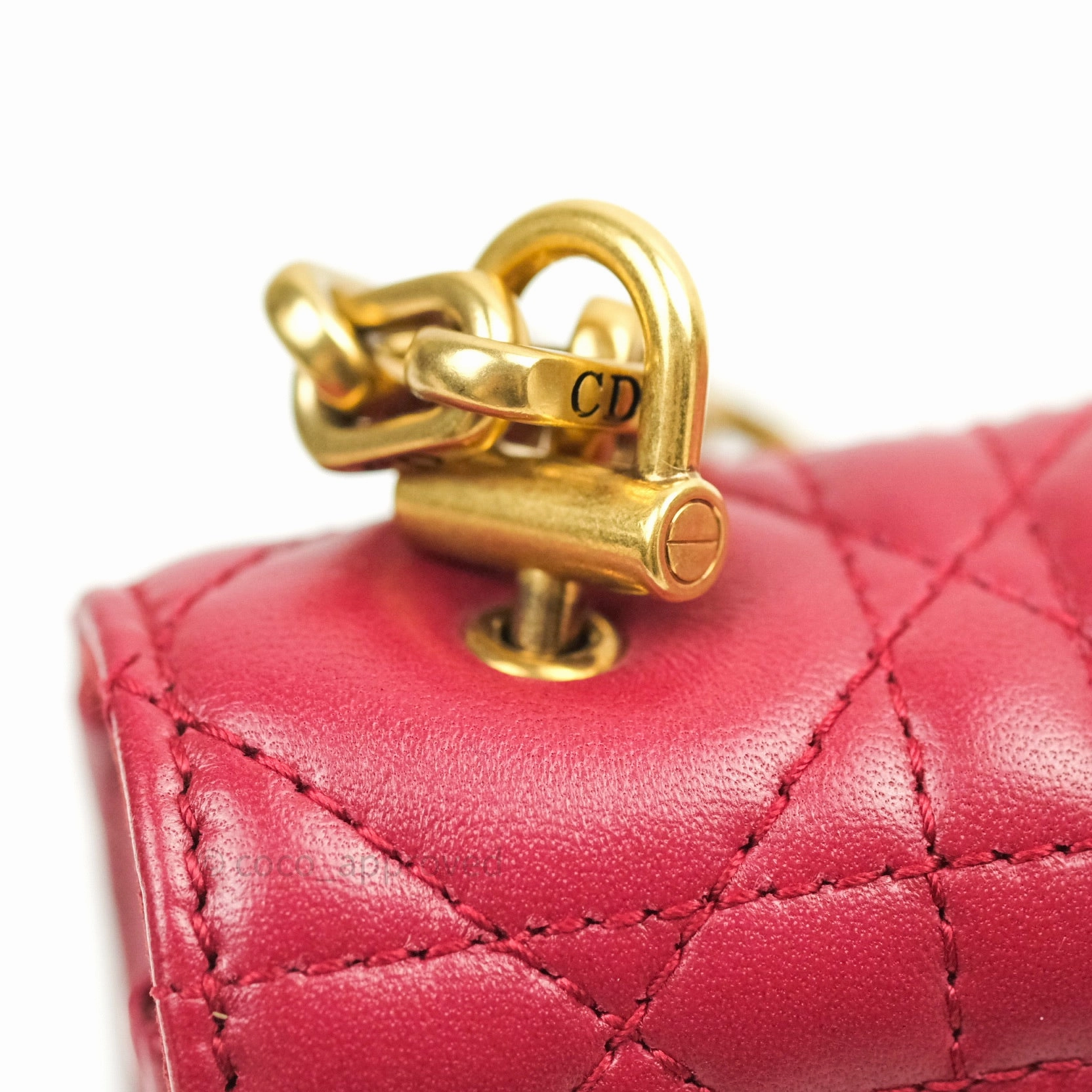 Christian Dior Lambskin Cannage Small Dioraddict Flap Bag Red Gold Hardware