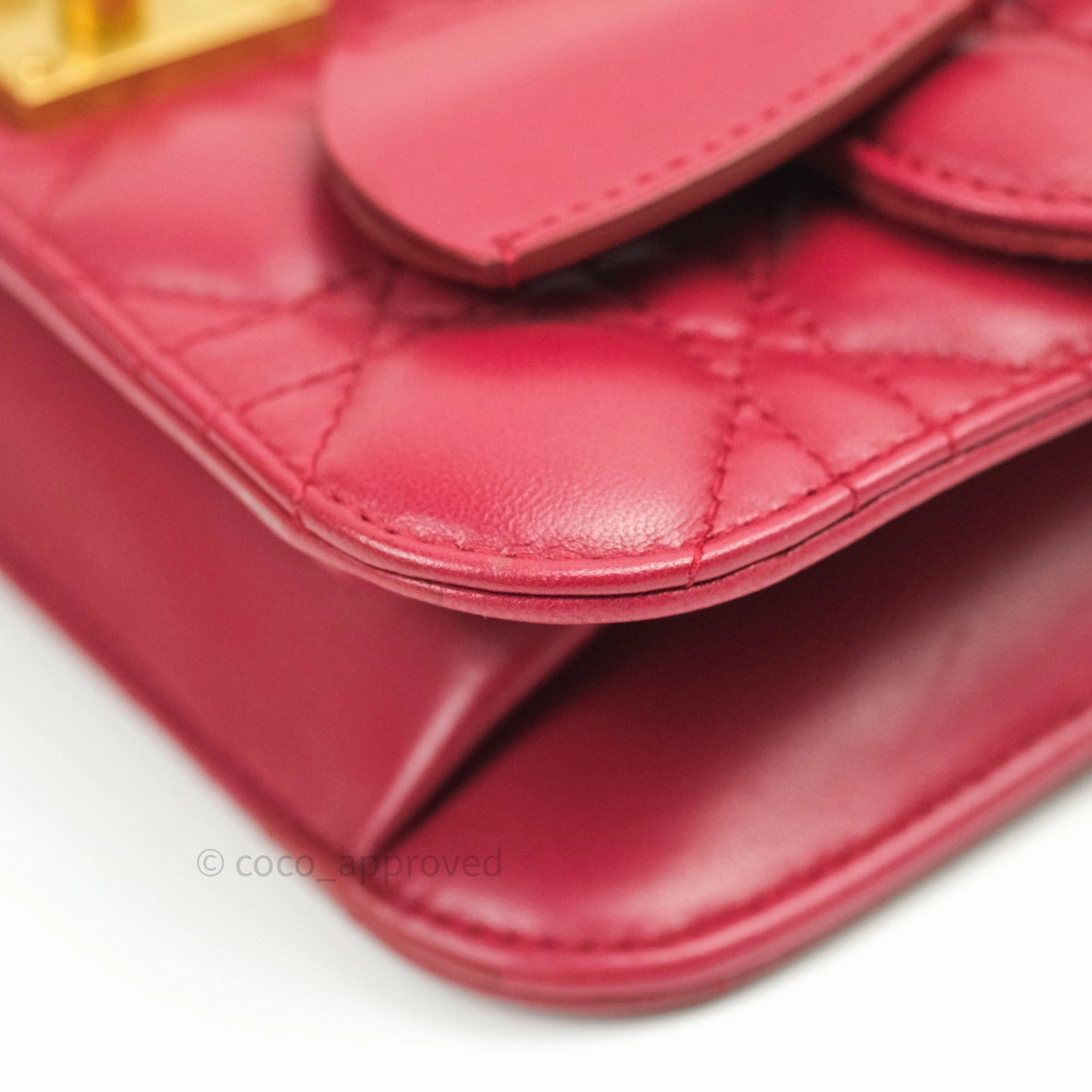 Christian Dior Lambskin Cannage Small Dioraddict Flap Bag Red Gold Hardware