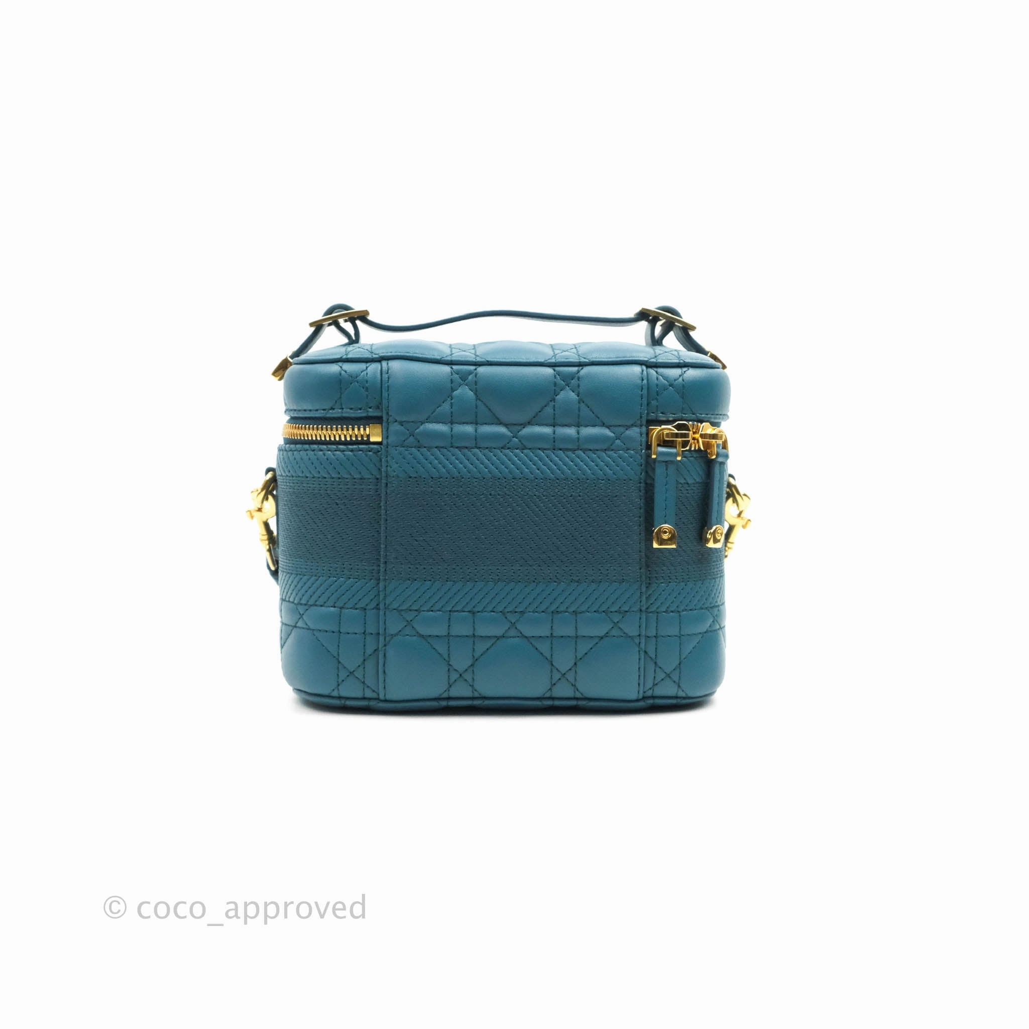 Christian Dior Lambskin Cannage Small Diortravel Vanity Case Deep Ocean