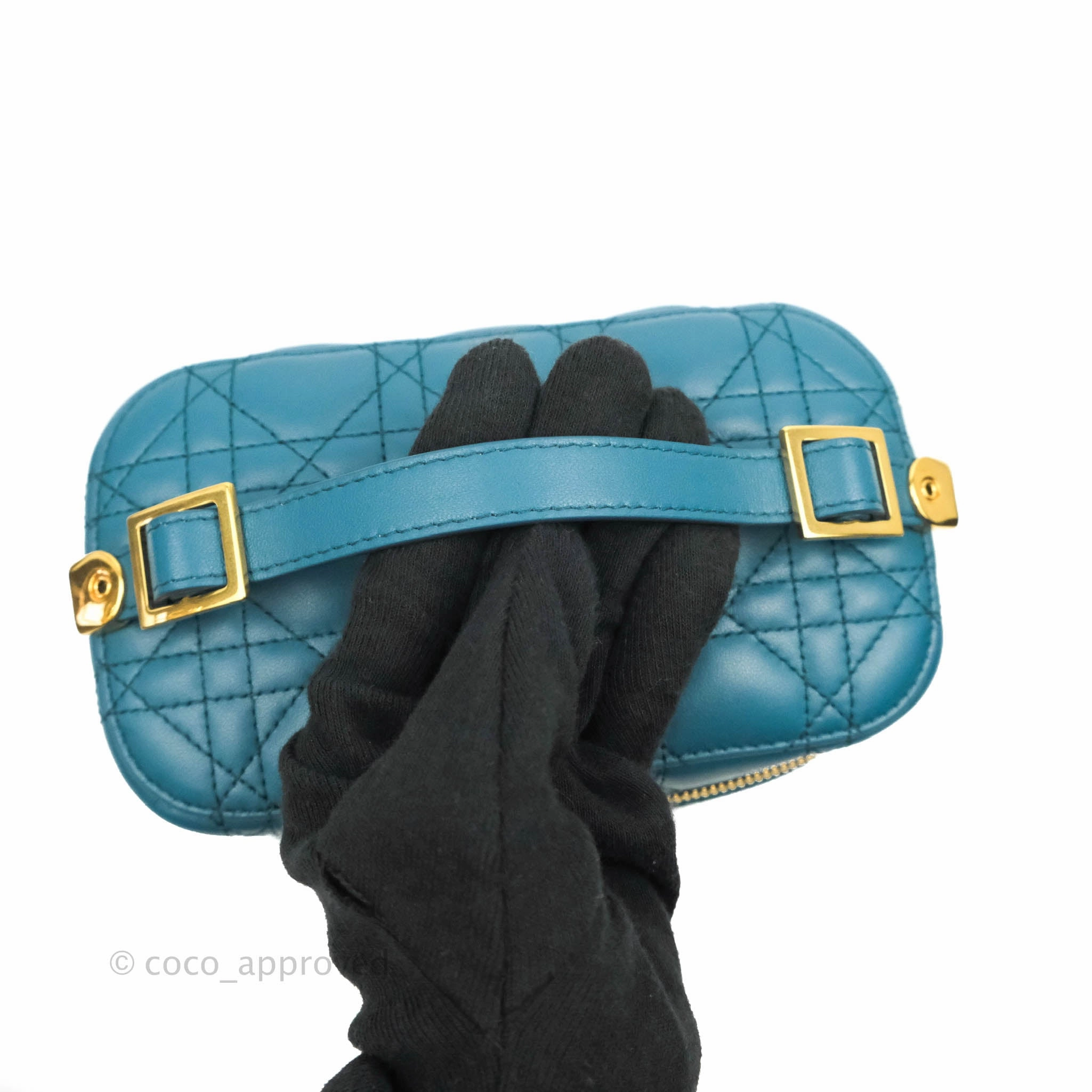 Christian Dior Lambskin Cannage Small Diortravel Vanity Case Deep Ocean