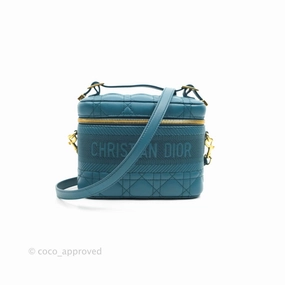 Christian Dior Lambskin Cannage Small Diortravel Vanity Case Deep Ocean