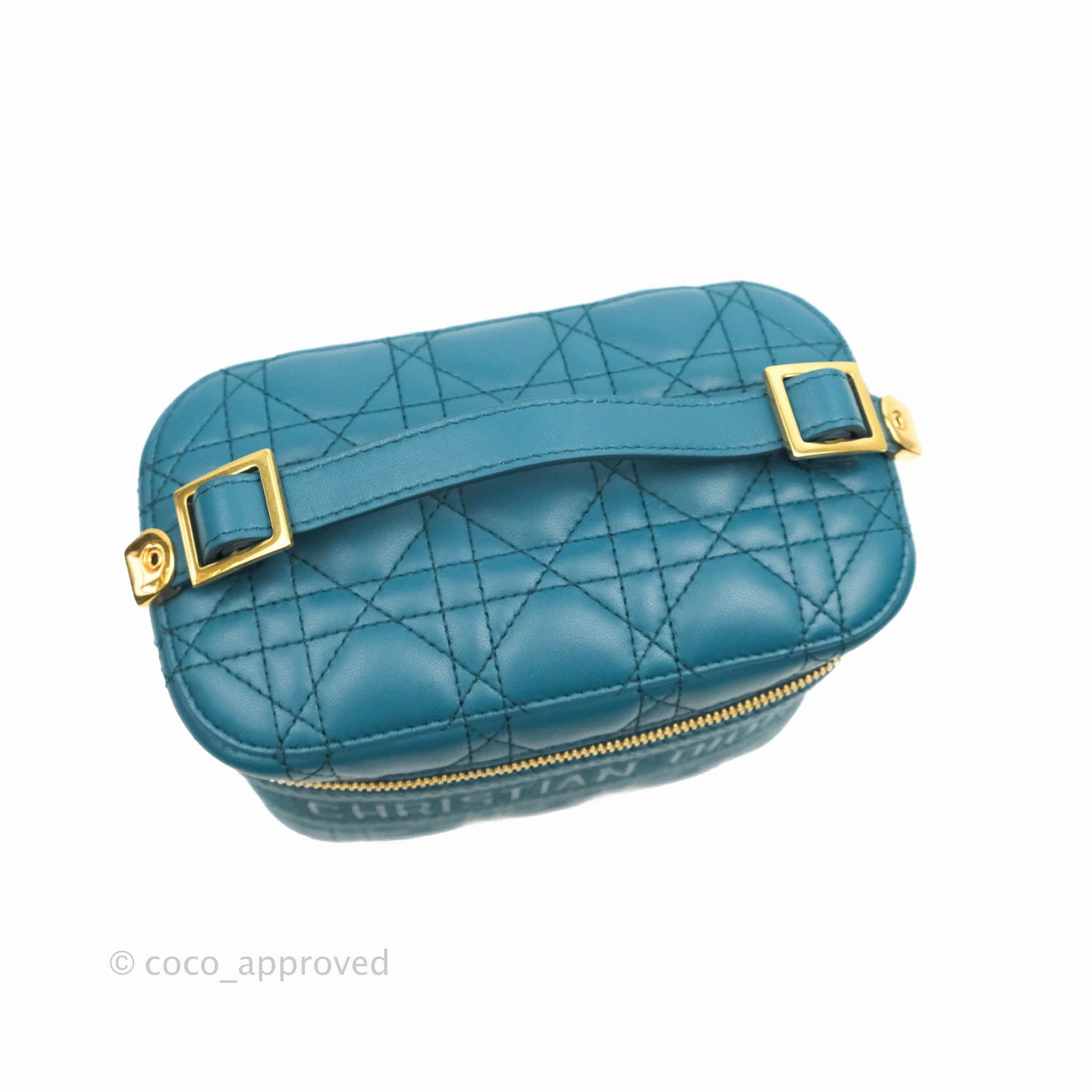 Christian Dior Lambskin Cannage Small Diortravel Vanity Case Deep Ocean