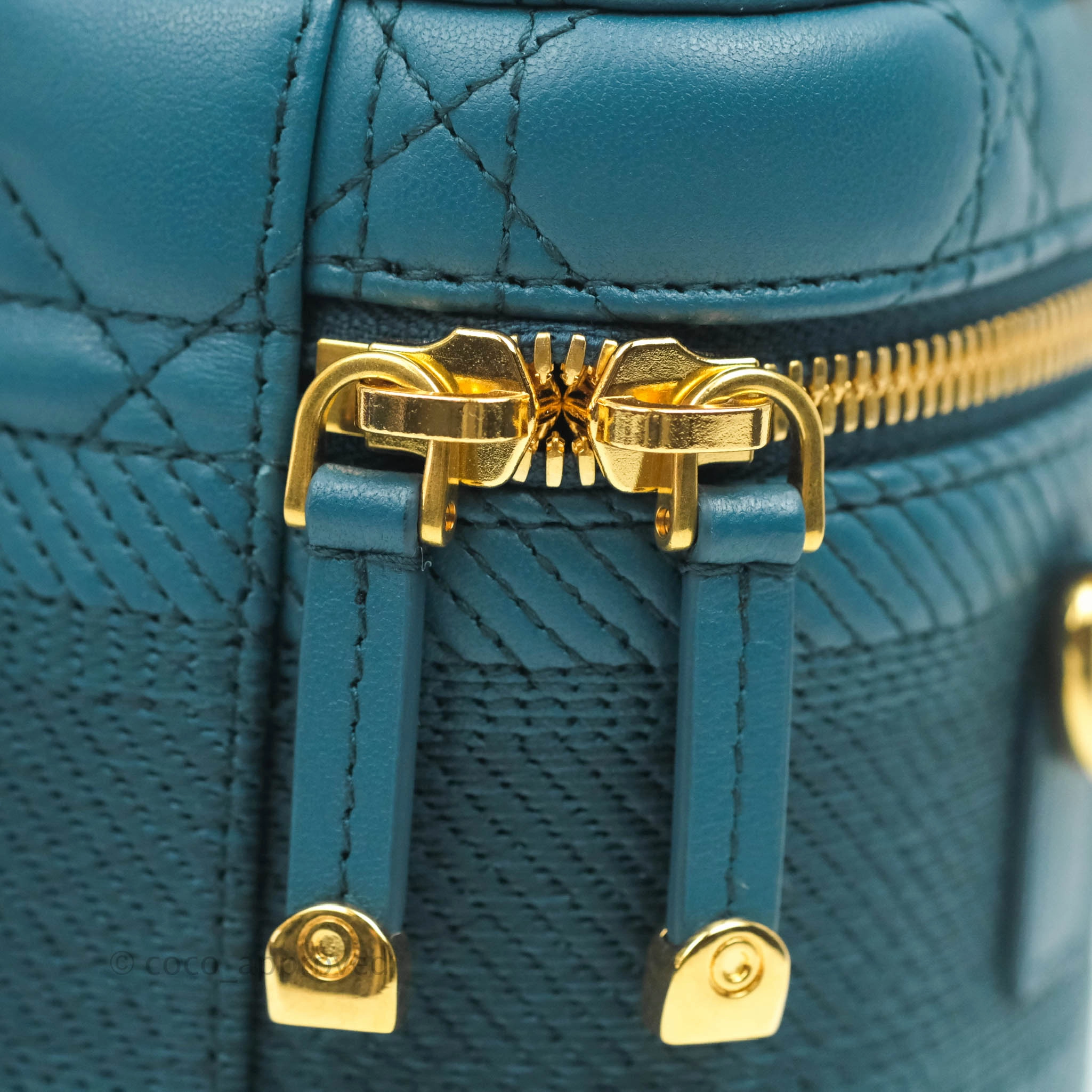 Christian Dior Lambskin Cannage Small Diortravel Vanity Case Deep Ocean