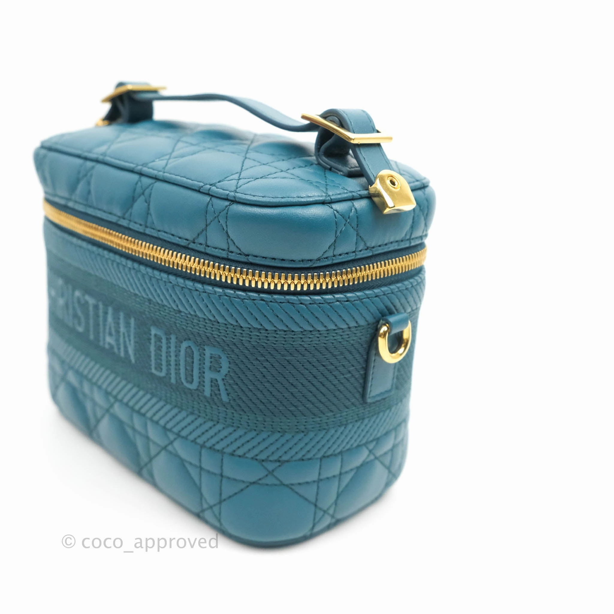 Christian Dior Lambskin Cannage Small Diortravel Vanity Case Deep Ocean