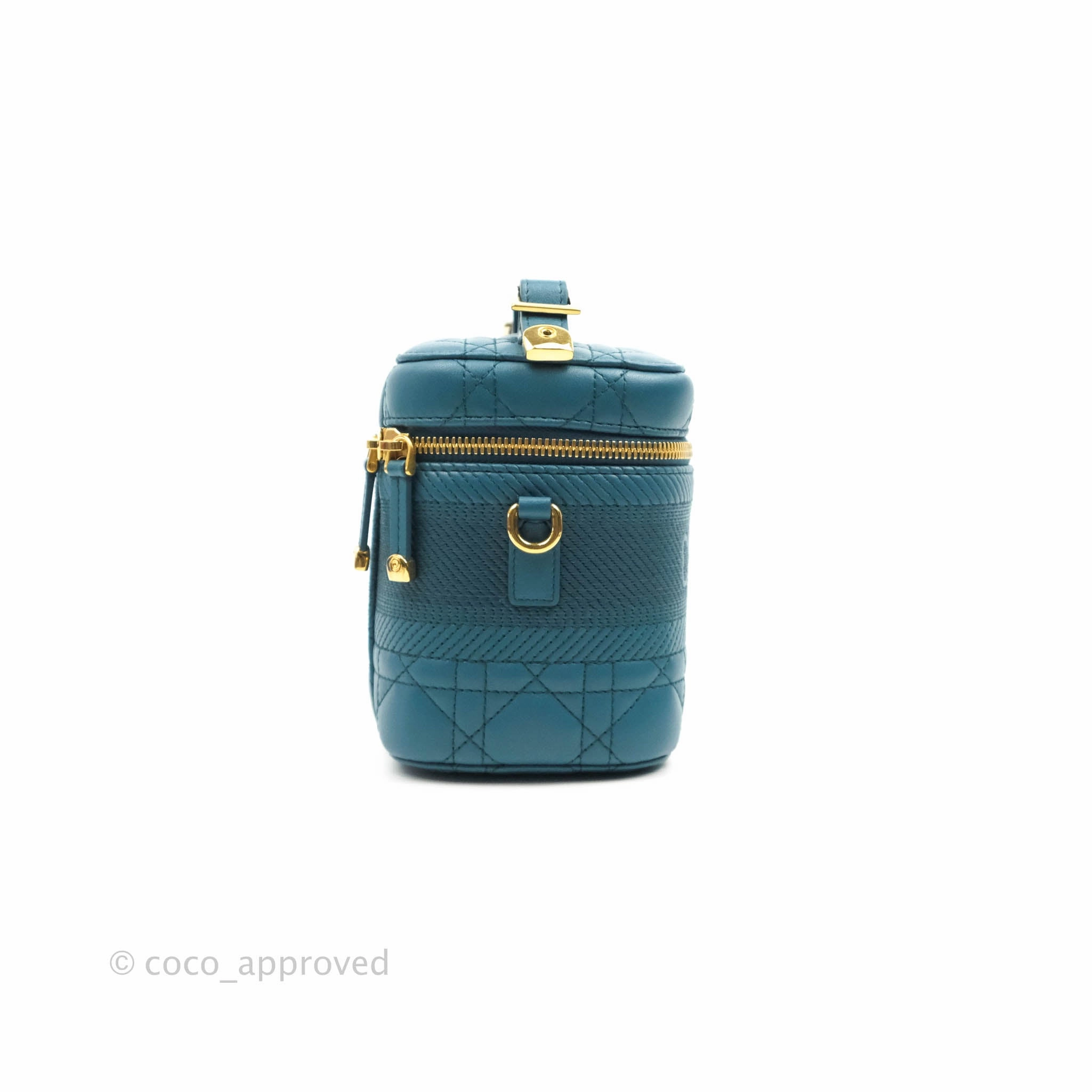 Christian Dior Lambskin Cannage Small Diortravel Vanity Case Deep Ocean