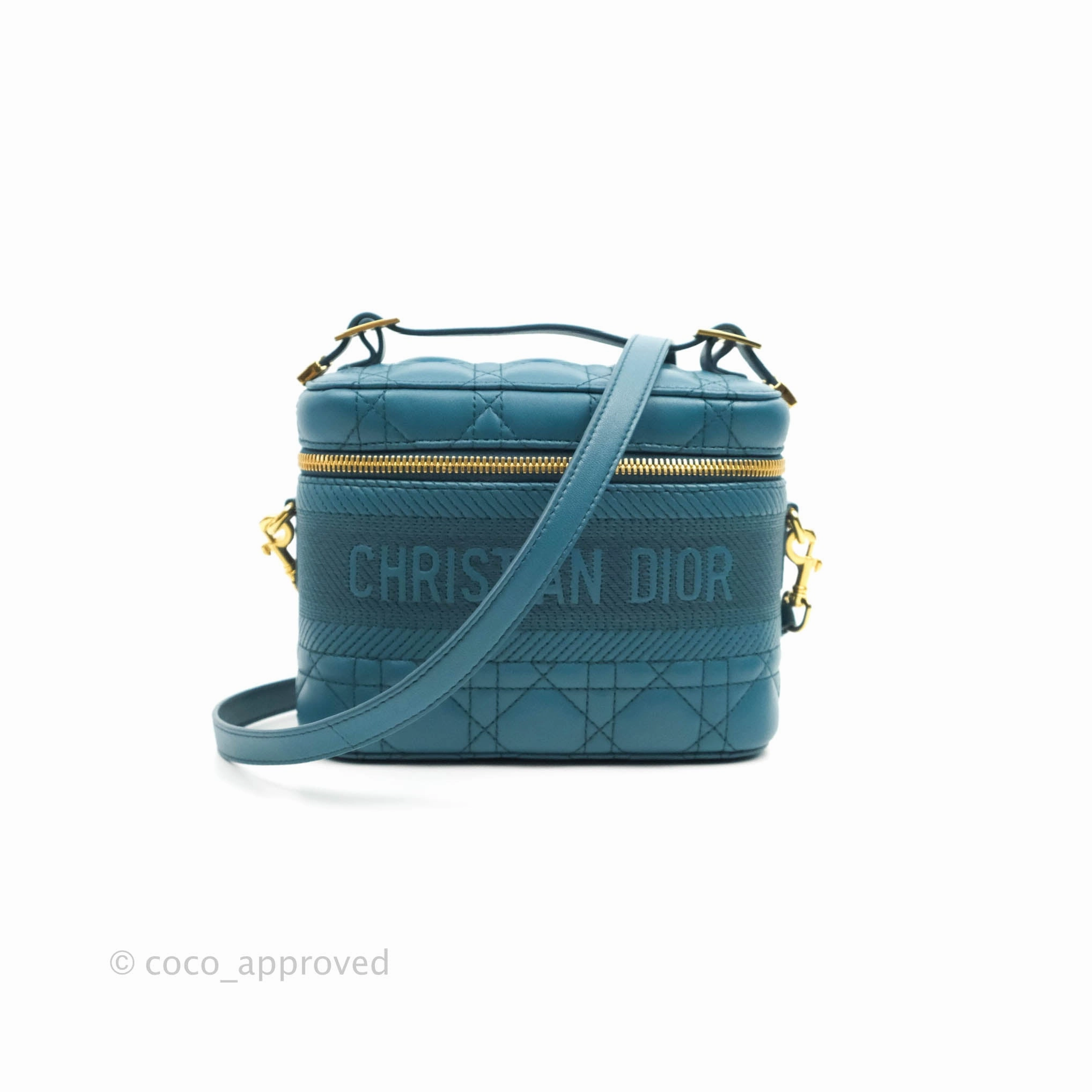 Christian Dior Lambskin Cannage Small Diortravel Vanity Case Deep Ocean