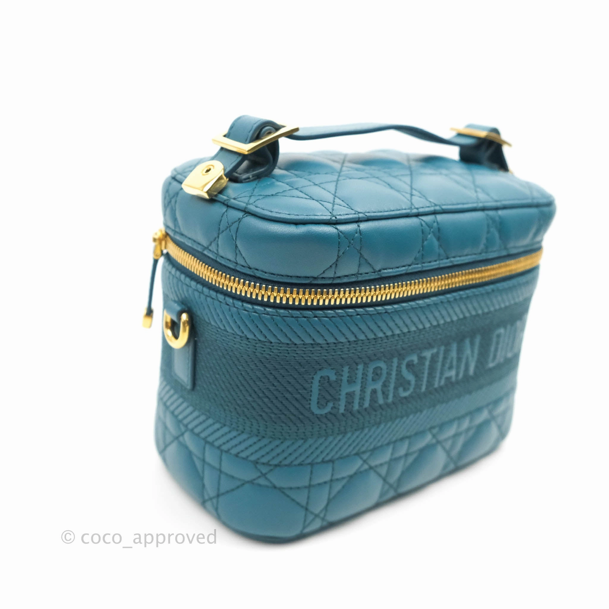Christian Dior Lambskin Cannage Small Diortravel Vanity Case Deep Ocean