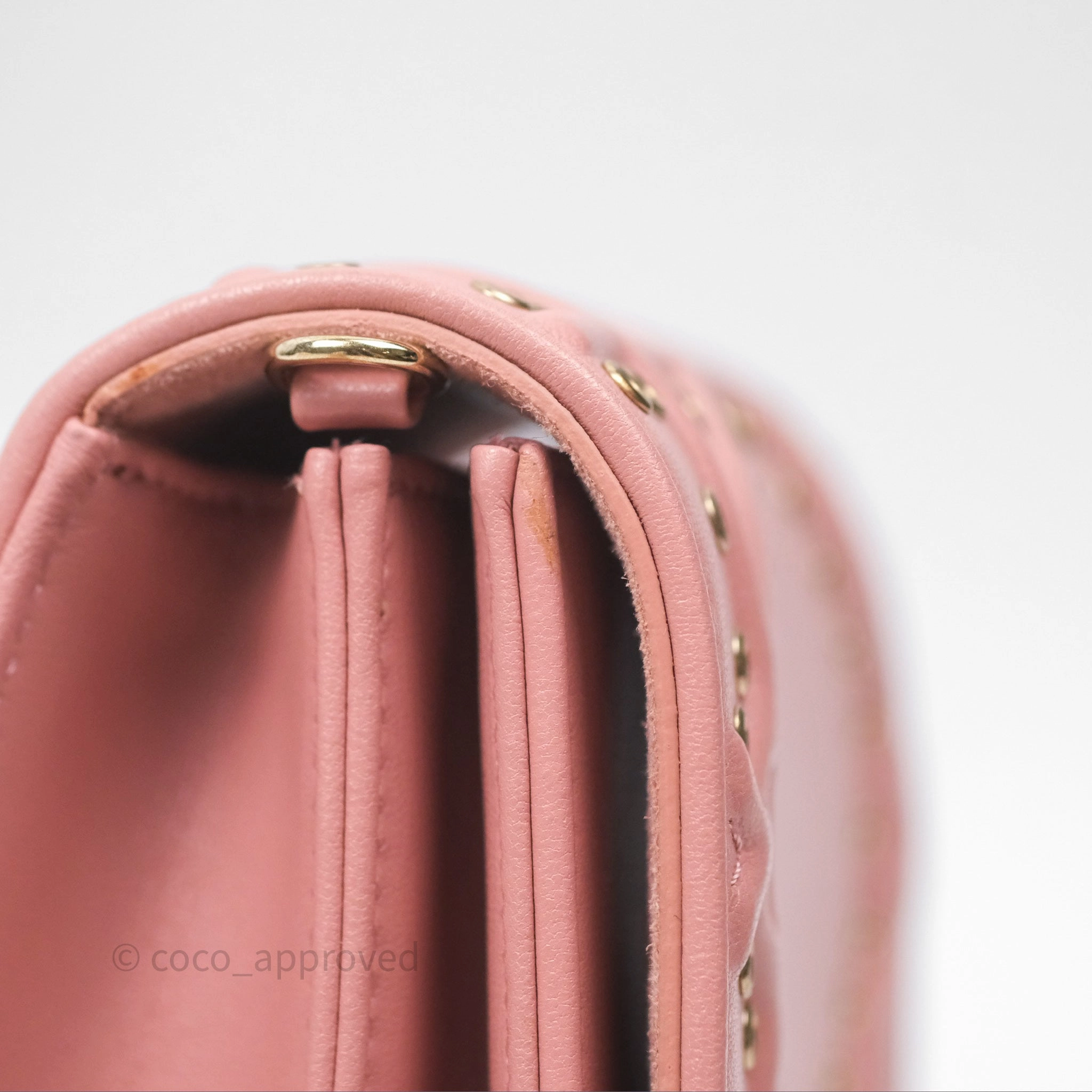 Christian Dior Lambskin Studded Vertical Diorama Dust Candy