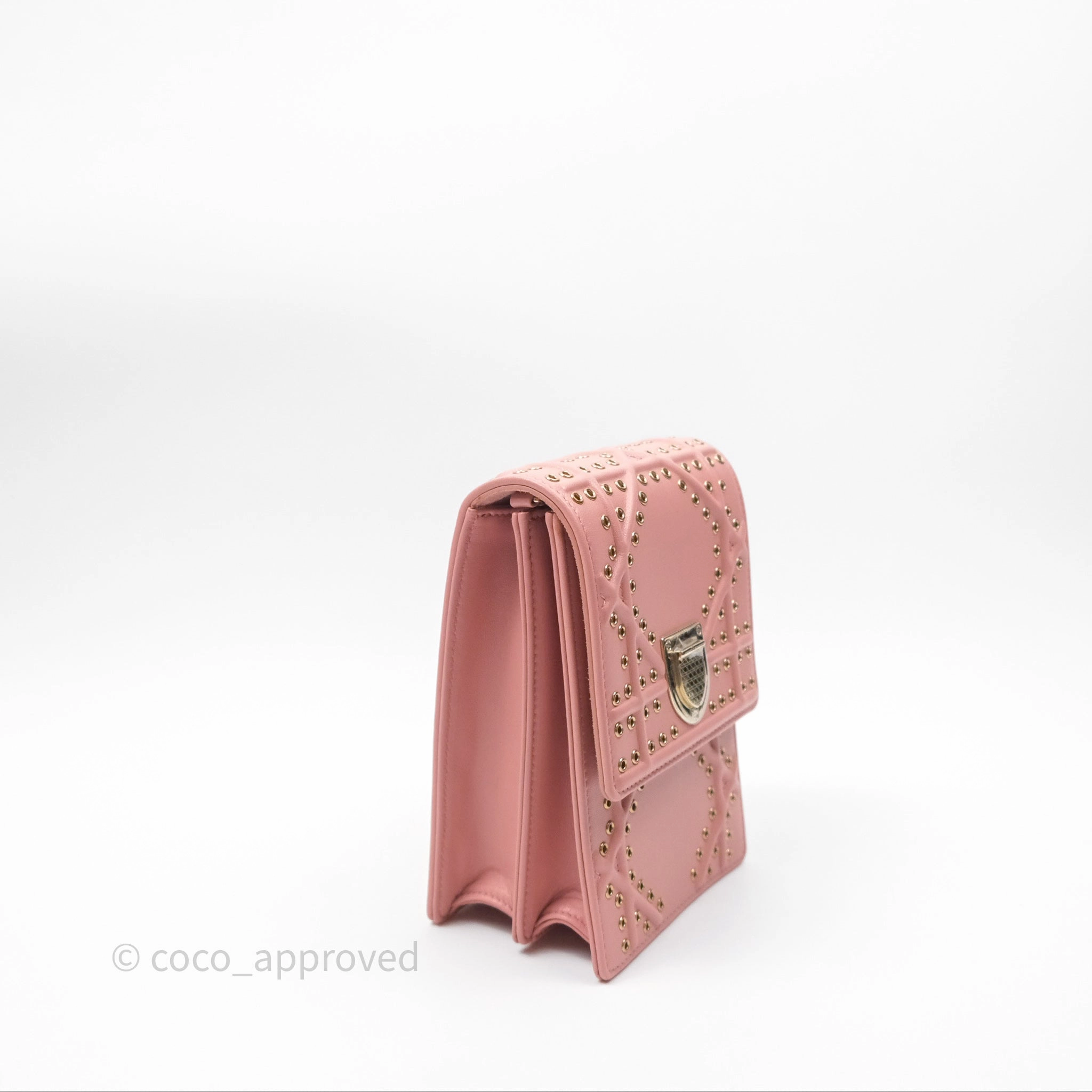 Christian Dior Lambskin Studded Vertical Diorama Dust Candy