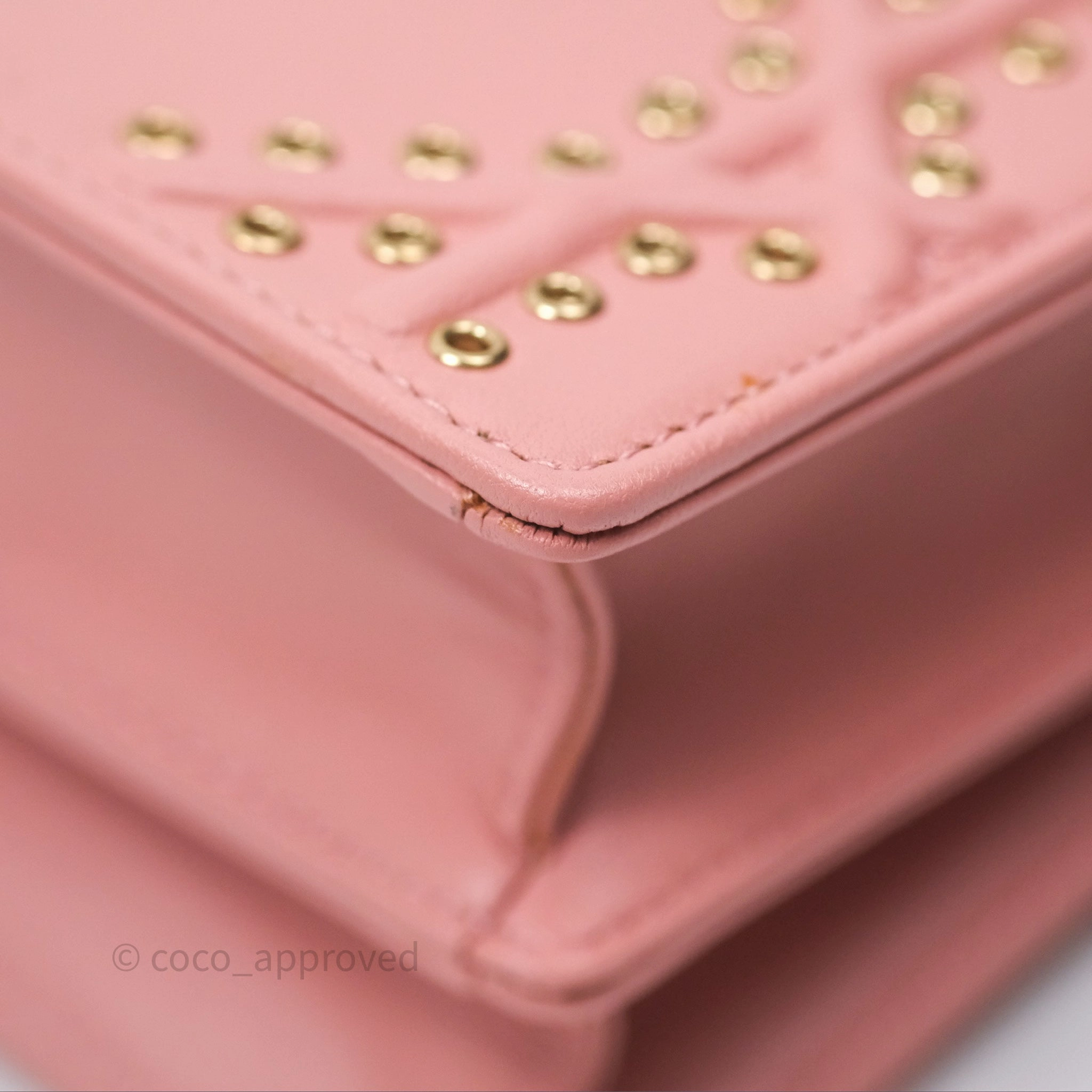 Christian Dior Lambskin Studded Vertical Diorama Dust Candy