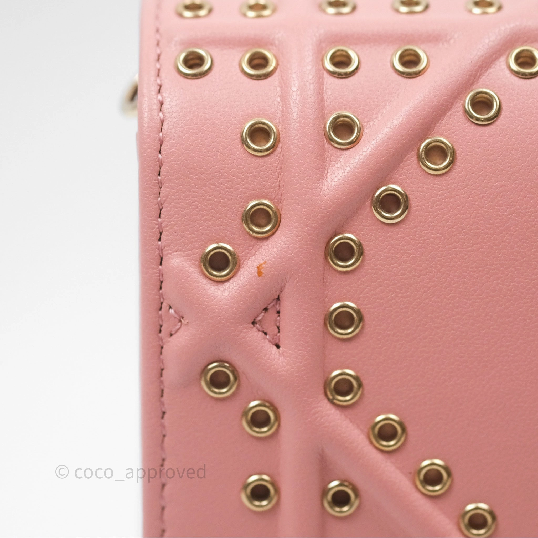 Christian Dior Lambskin Studded Vertical Diorama Dust Candy