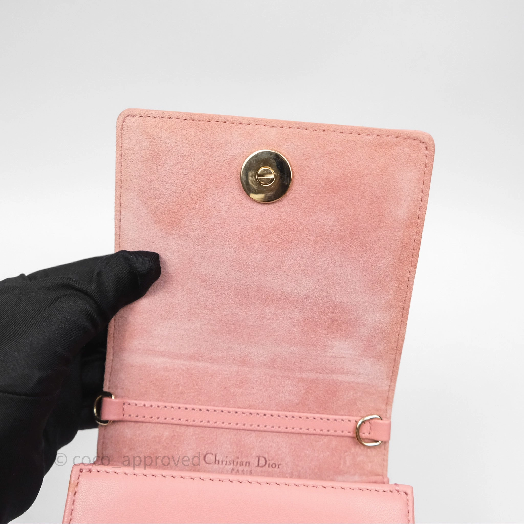 Christian Dior Lambskin Studded Vertical Diorama Dust Candy