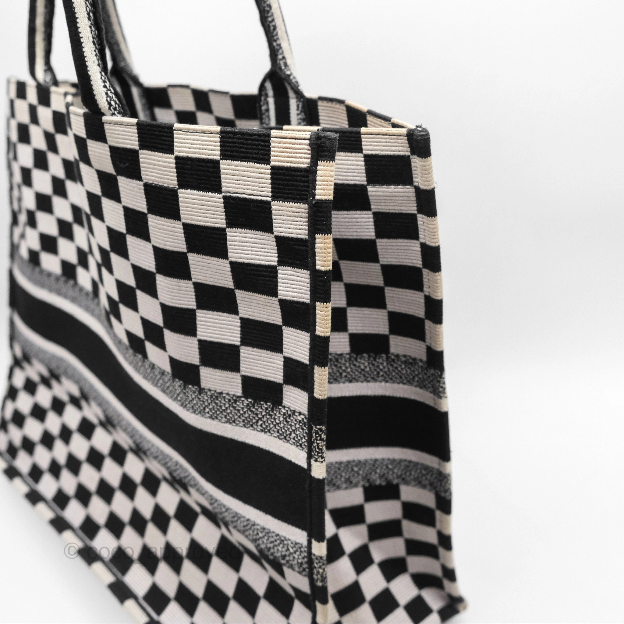 Christian Dior Large Book Tote Checkered Black/ White Canvas