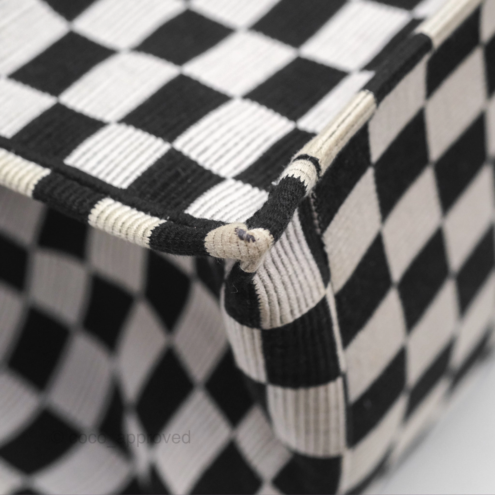 Christian Dior Large Book Tote Checkered Black/ White Canvas