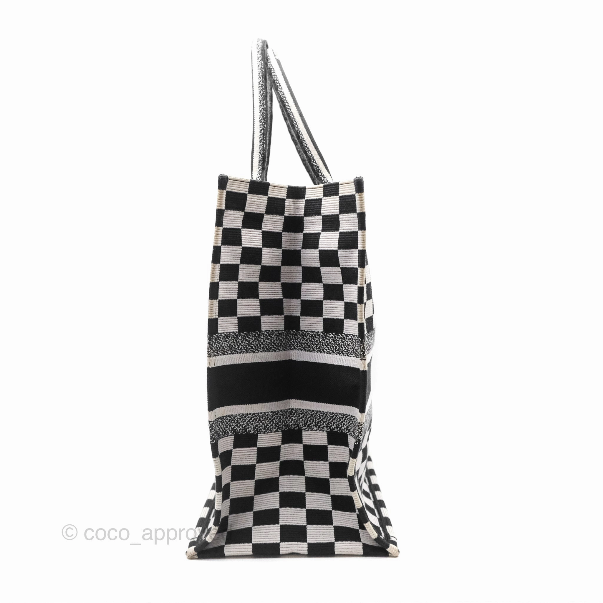 Christian Dior Large Book Tote Checkered Black/ White Canvas