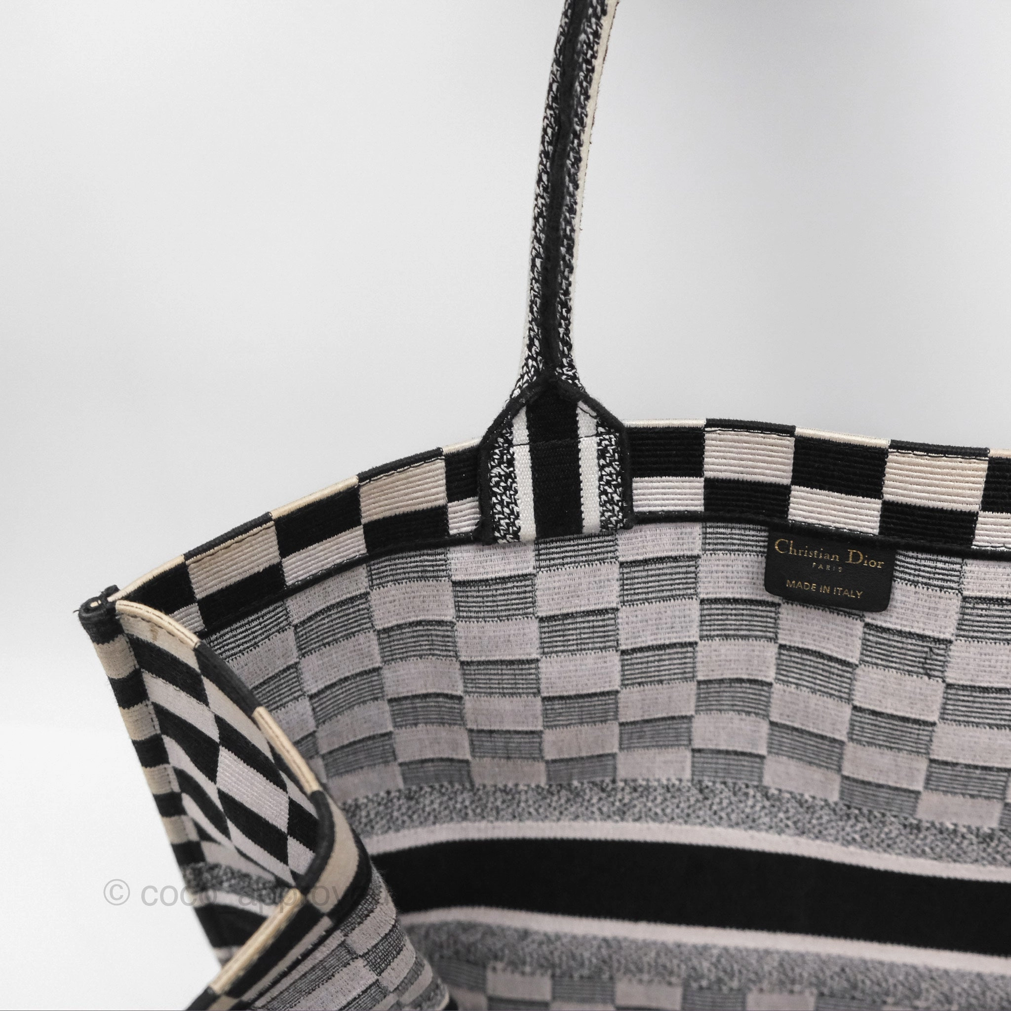 Christian Dior Large Book Tote Checkered Black/ White Canvas