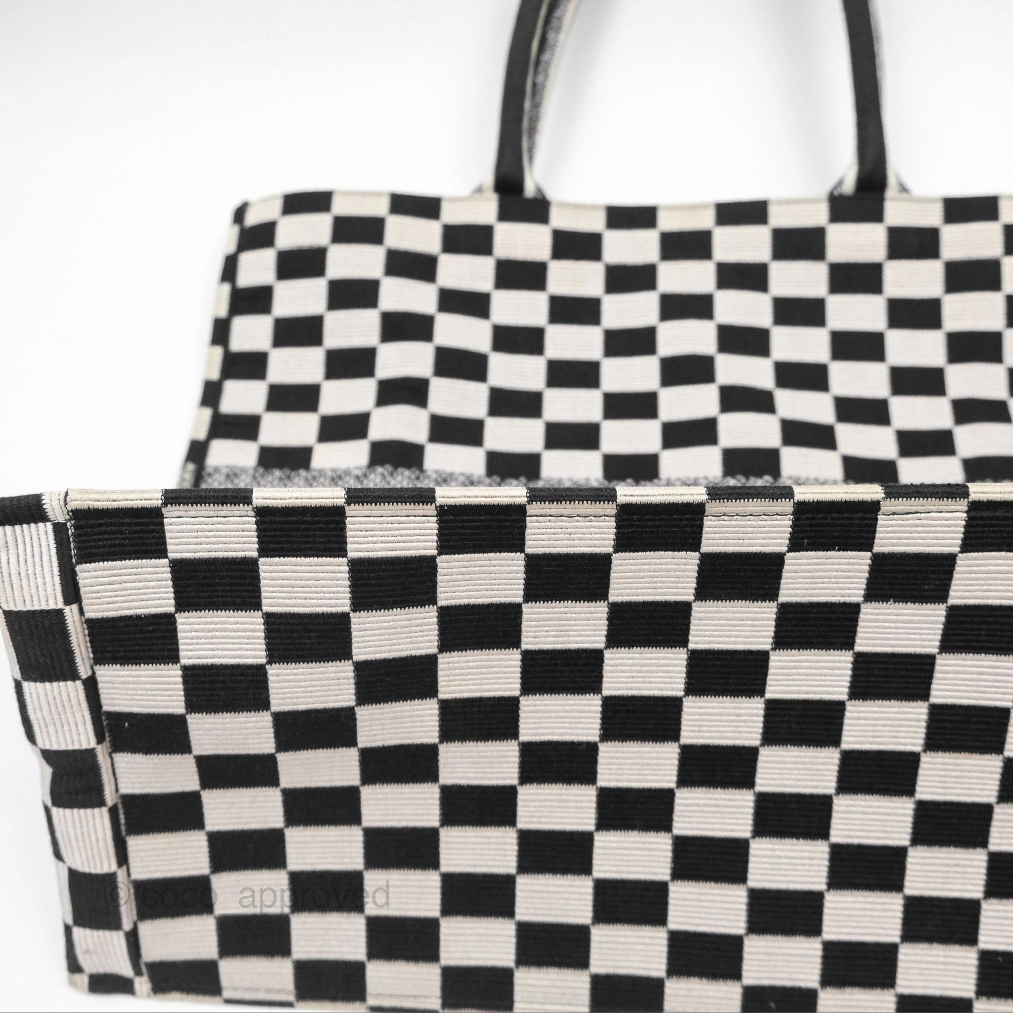 Christian Dior Large Book Tote Checkered Black/ White Canvas