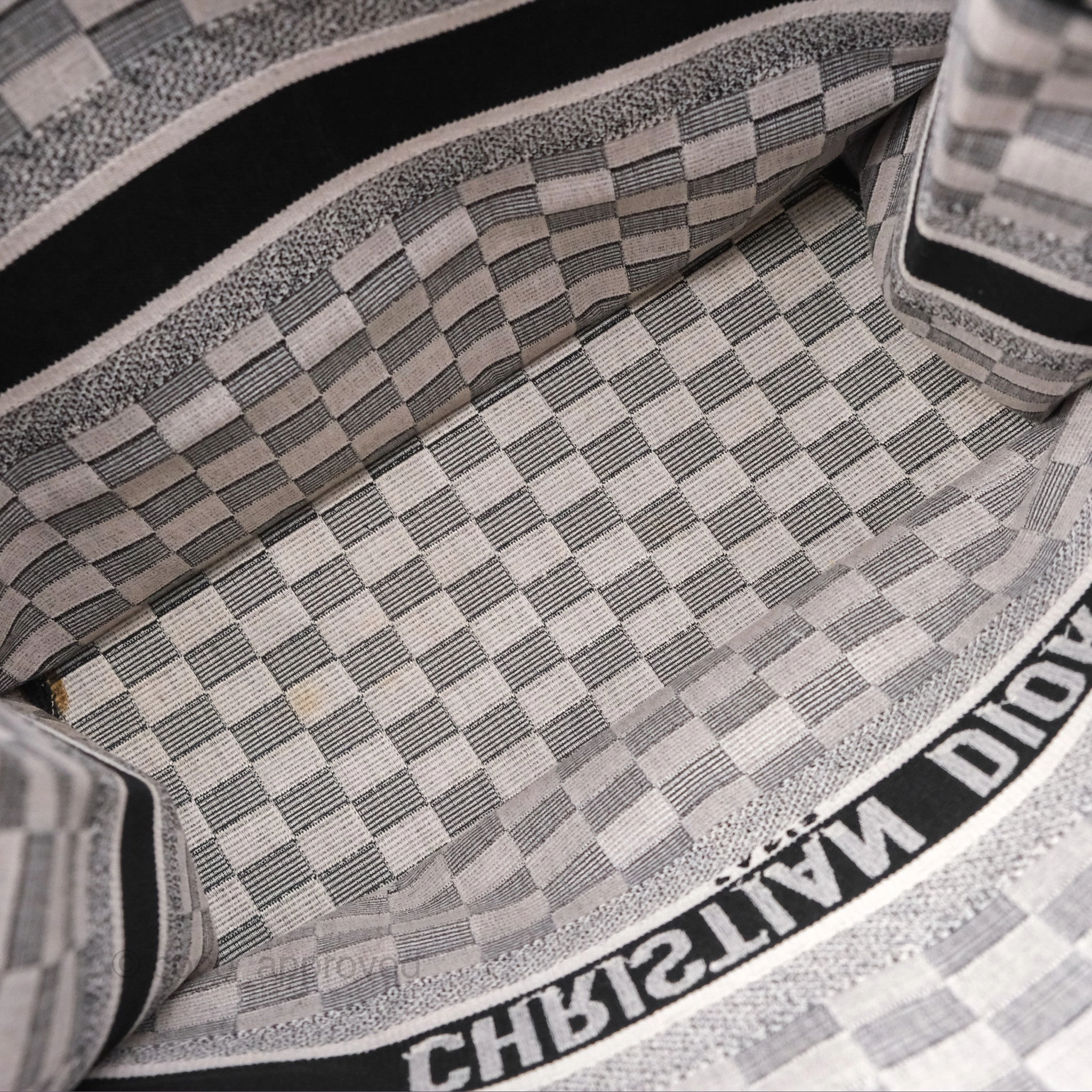 Christian Dior Large Book Tote Checkered Black/ White Canvas