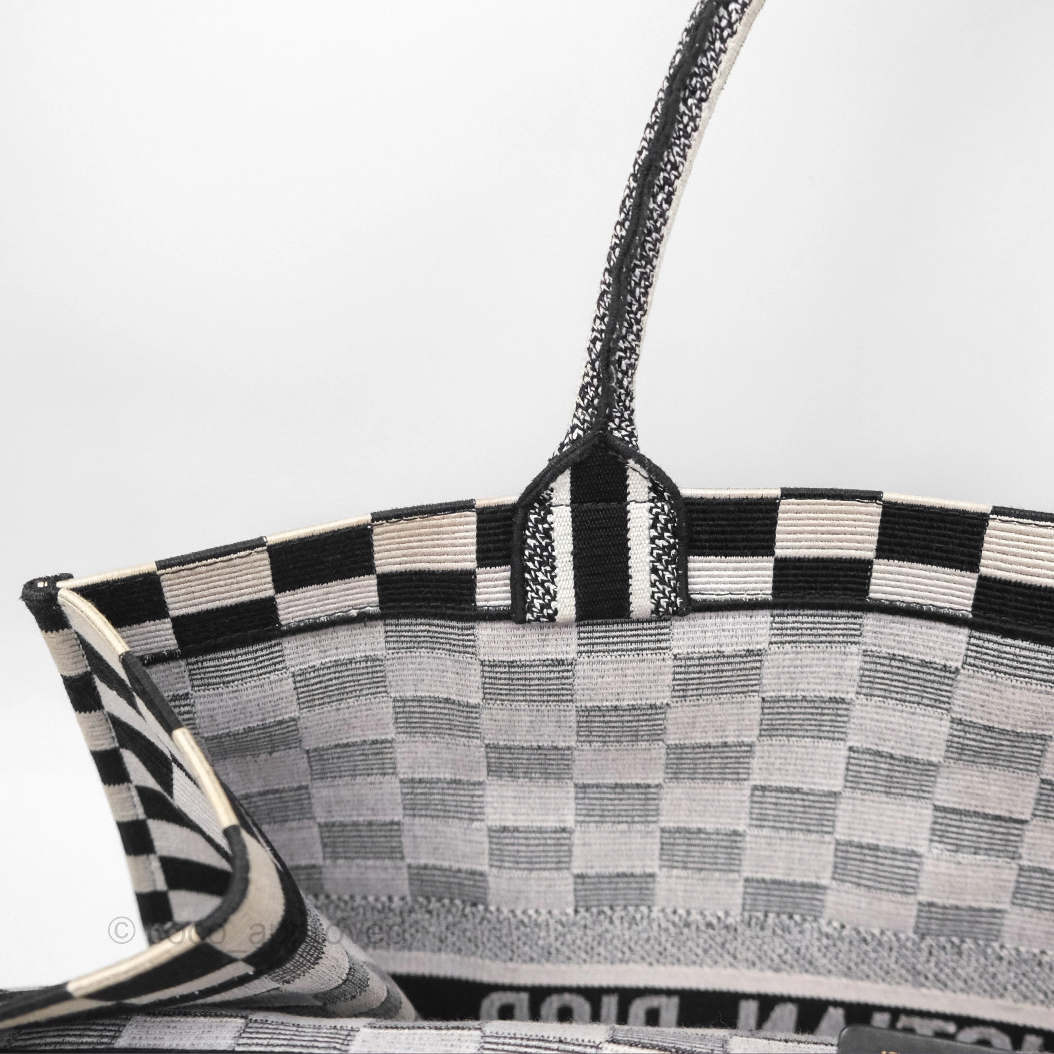 Christian Dior Large Book Tote Checkered Black/ White Canvas