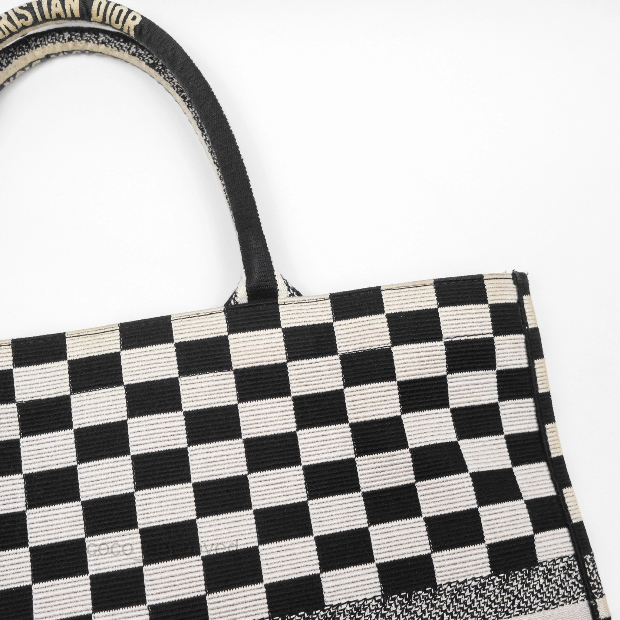 Christian Dior Large Book Tote Checkered Black/ White Canvas