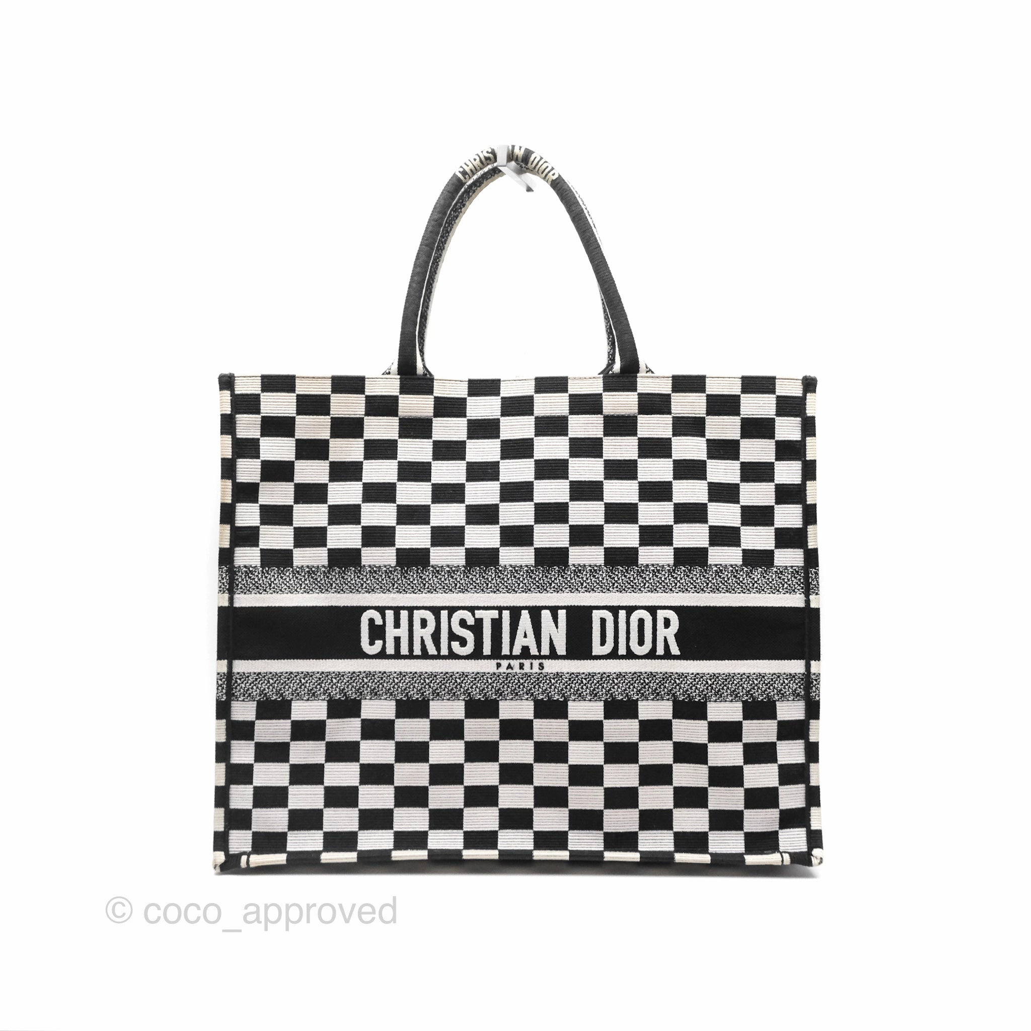 Christian Dior Large Book Tote Checkered Black/ White Canvas