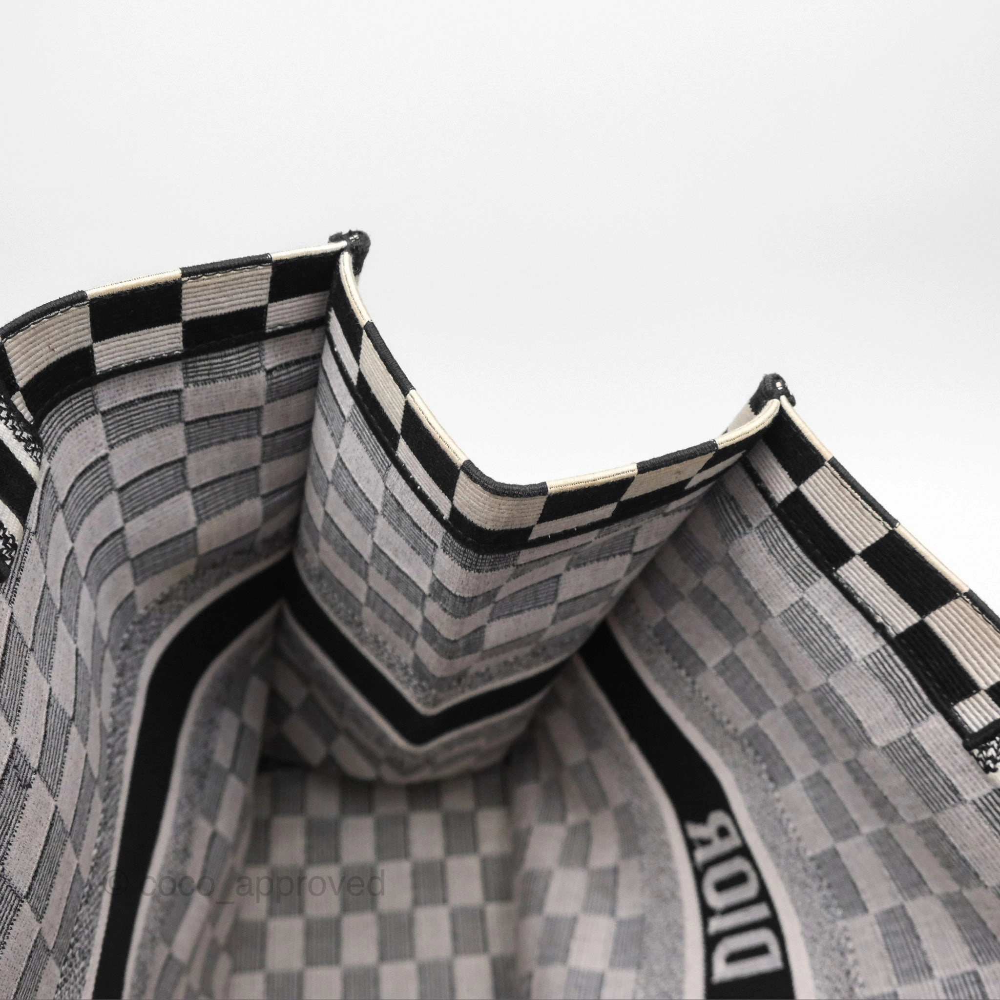 Christian Dior Large Book Tote Checkered Black/ White Canvas