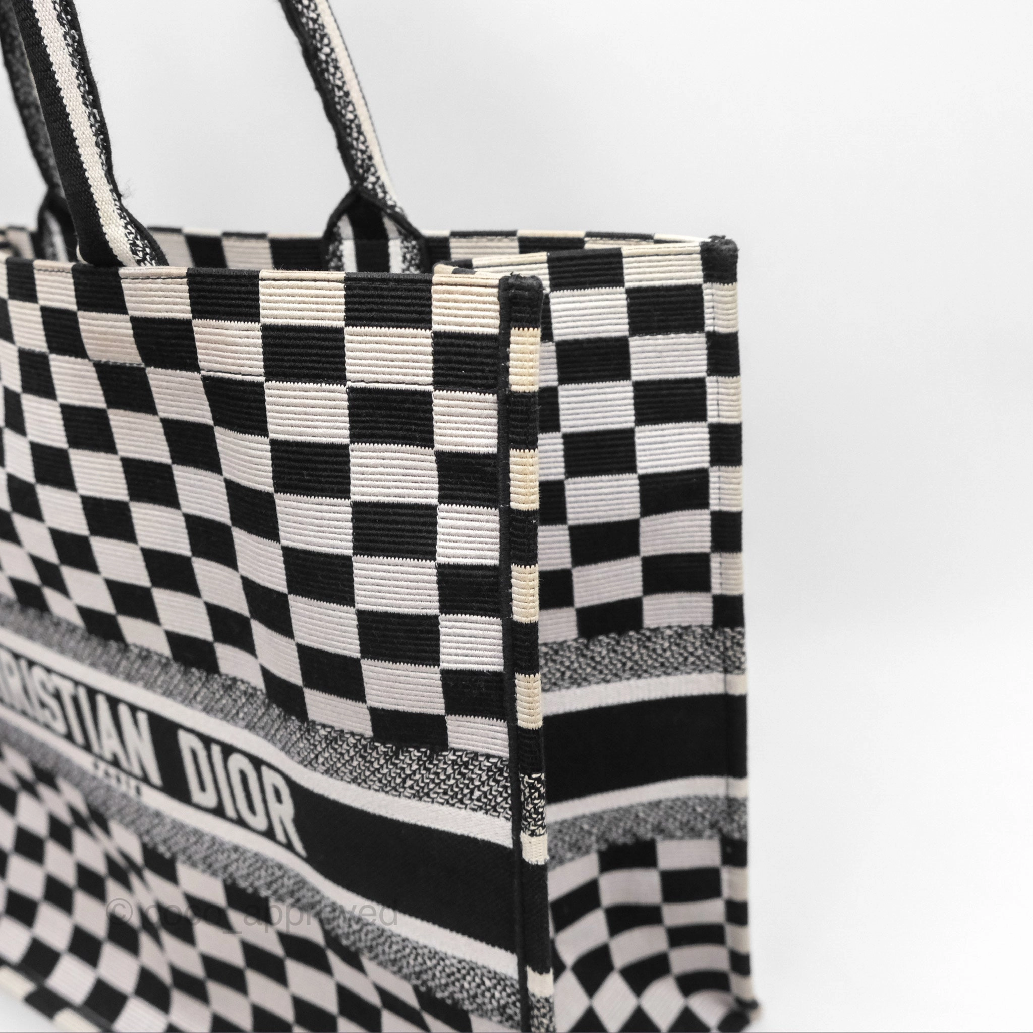 Christian Dior Large Book Tote Checkered Black/ White Canvas