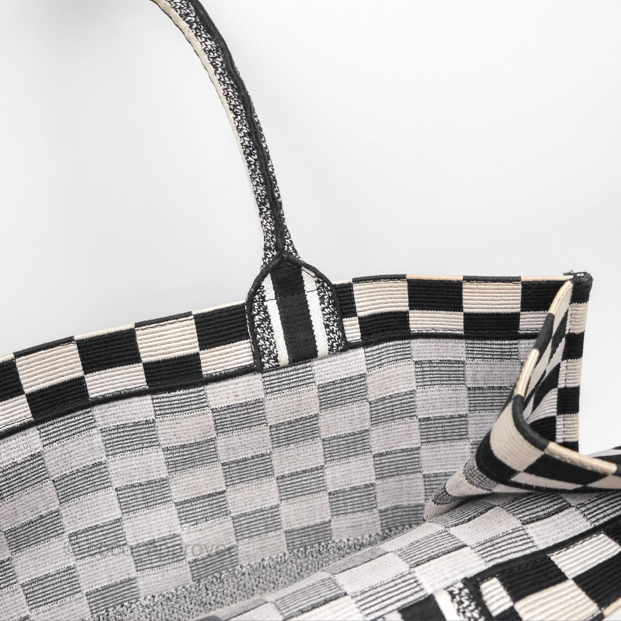 Christian Dior Large Book Tote Checkered Black/ White Canvas