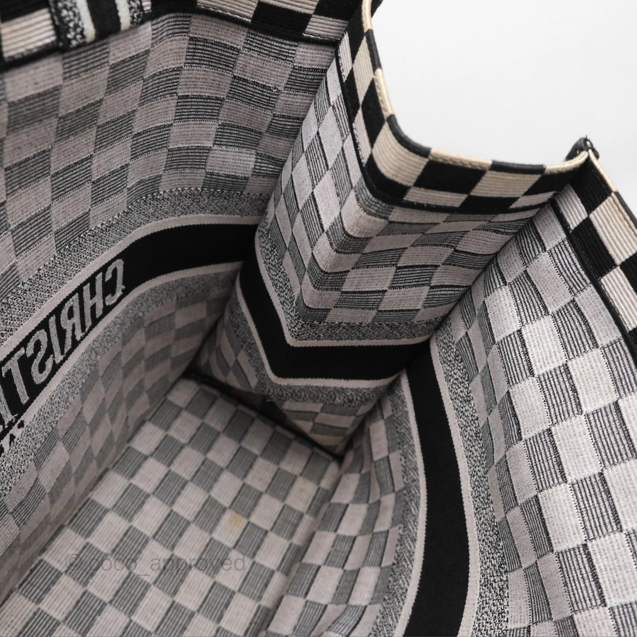 Christian Dior Large Book Tote Checkered Black/ White Canvas