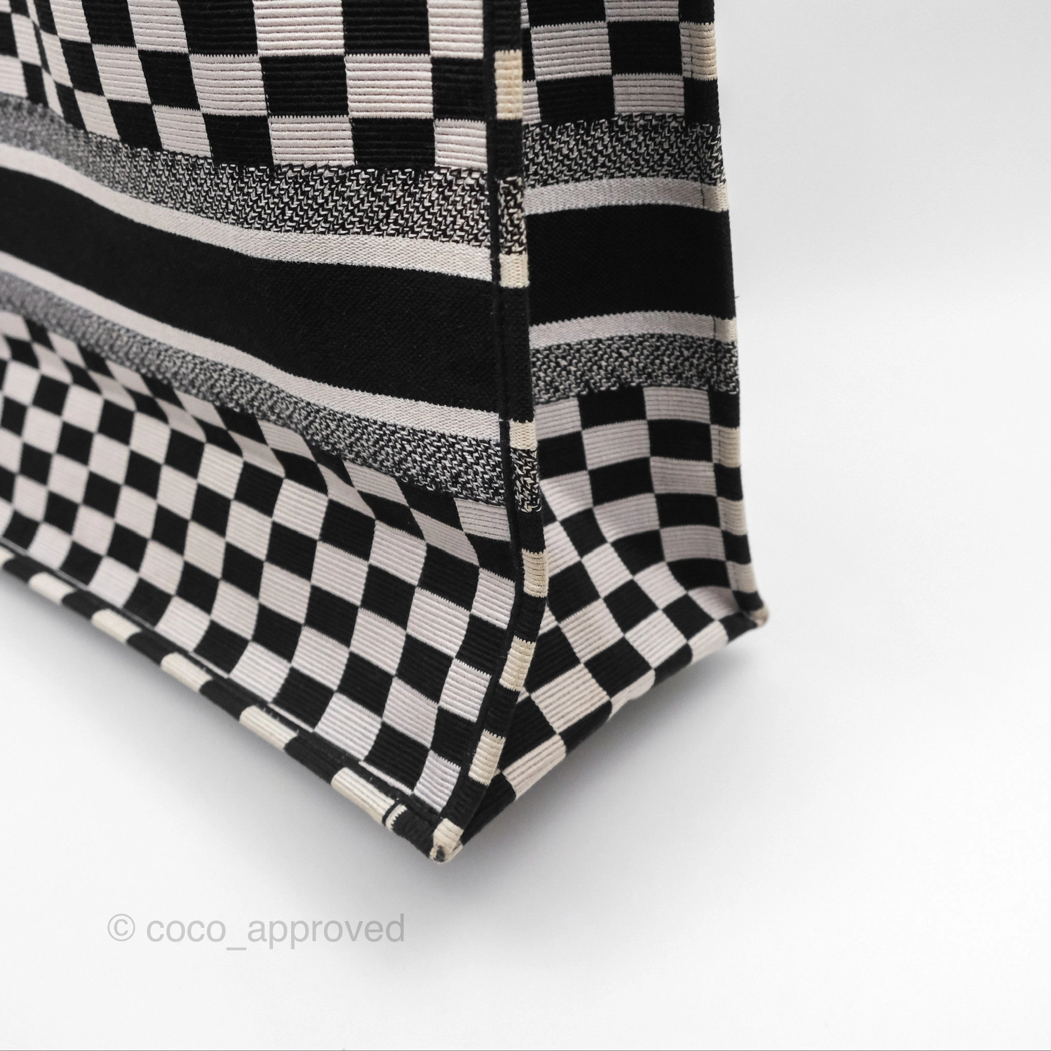Christian Dior Large Book Tote Checkered Black/ White Canvas