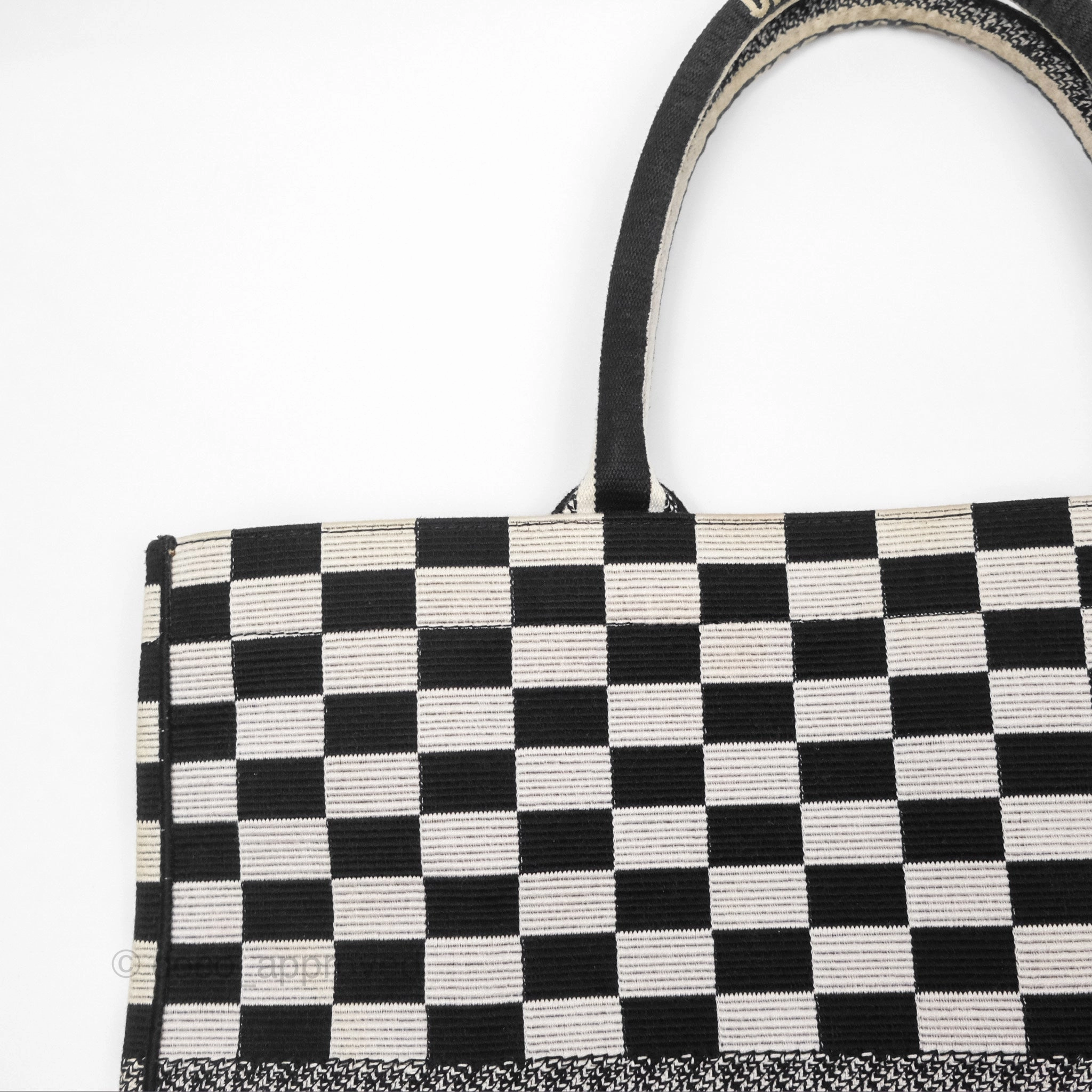 Christian Dior Large Book Tote Checkered Black/ White Canvas