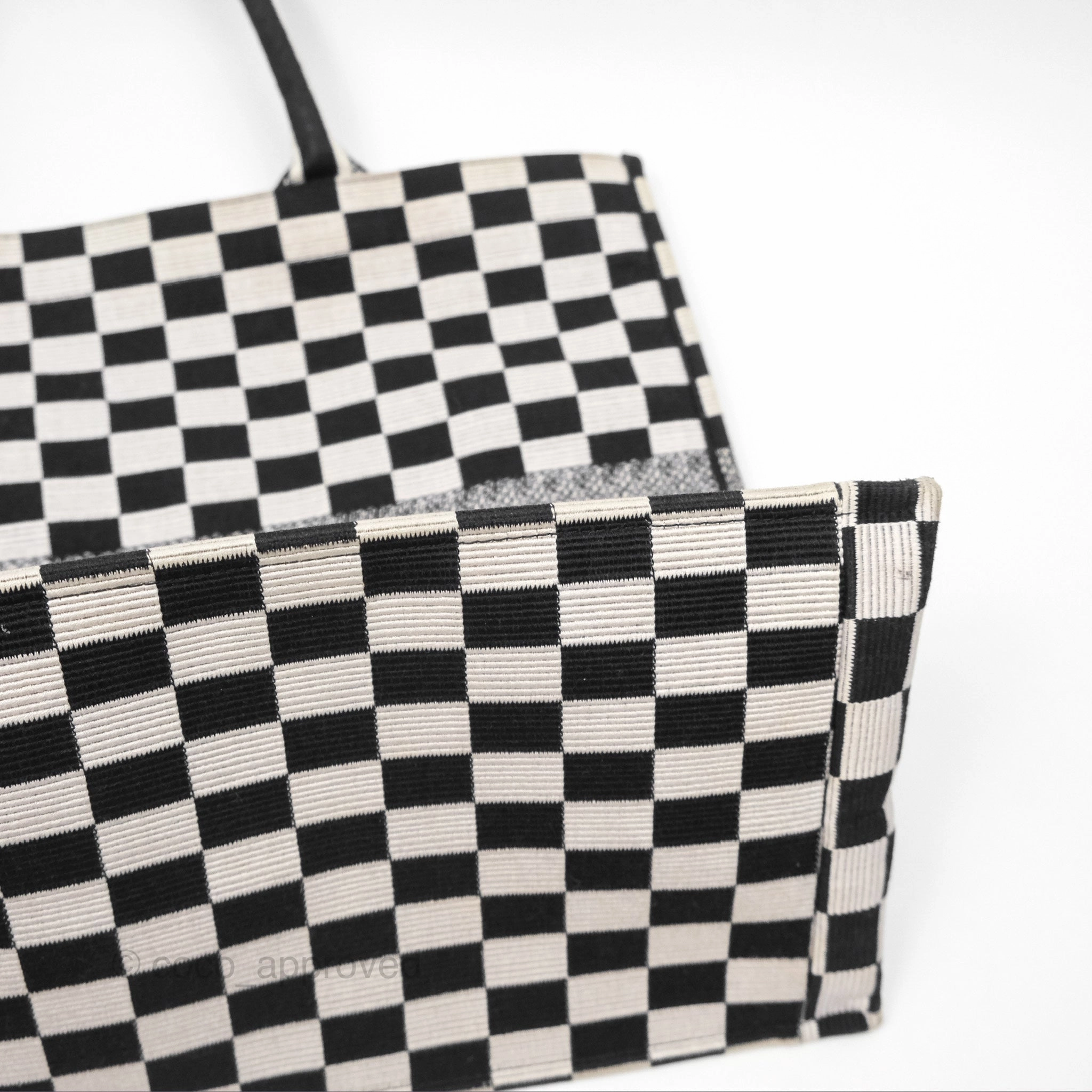 Christian Dior Large Book Tote Checkered Black/ White Canvas
