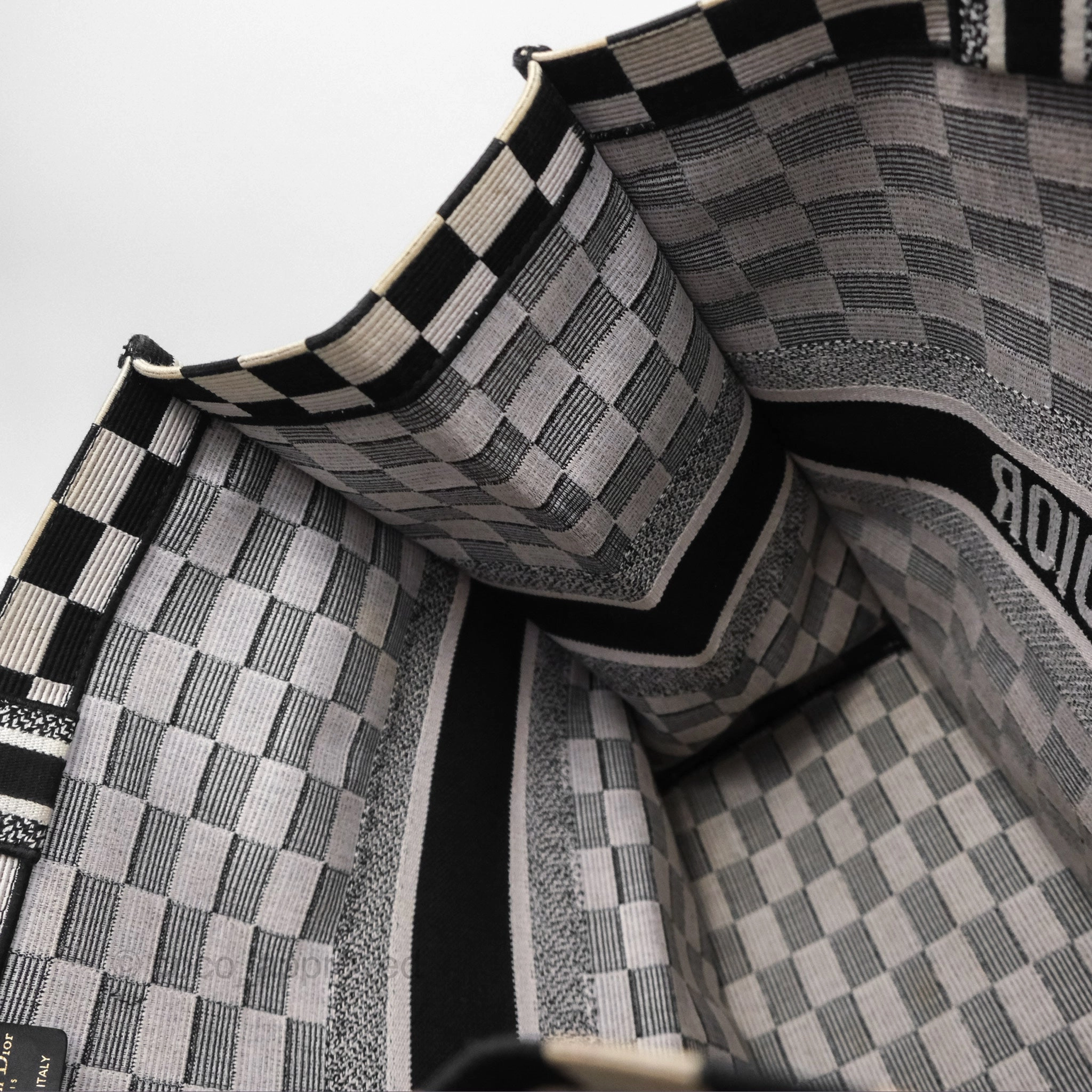 Christian Dior Large Book Tote Checkered Black/ White Canvas