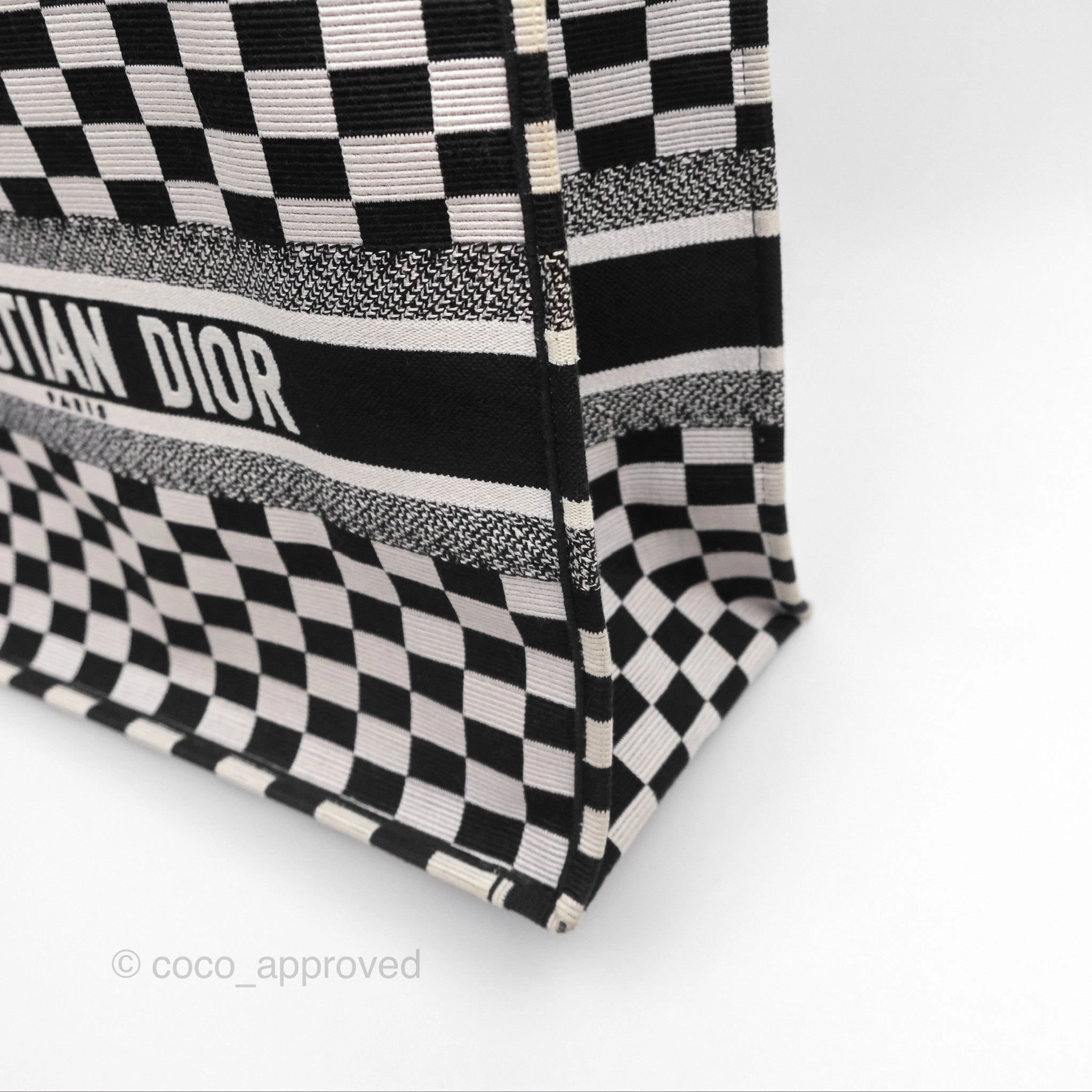 Christian Dior Large Book Tote Checkered Black/ White Canvas