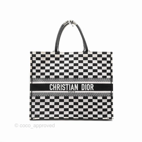 Christian Dior Large Book Tote Checkered Black/ White Canvas