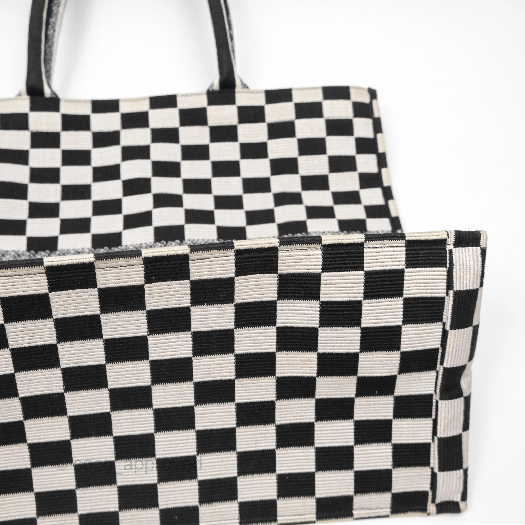 Christian Dior Large Book Tote Checkered Black/ White Canvas