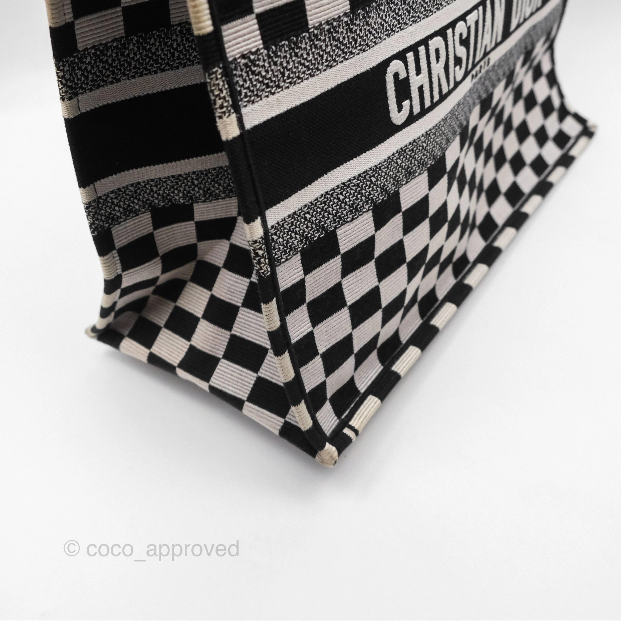 Christian Dior Large Book Tote Checkered Black/ White Canvas